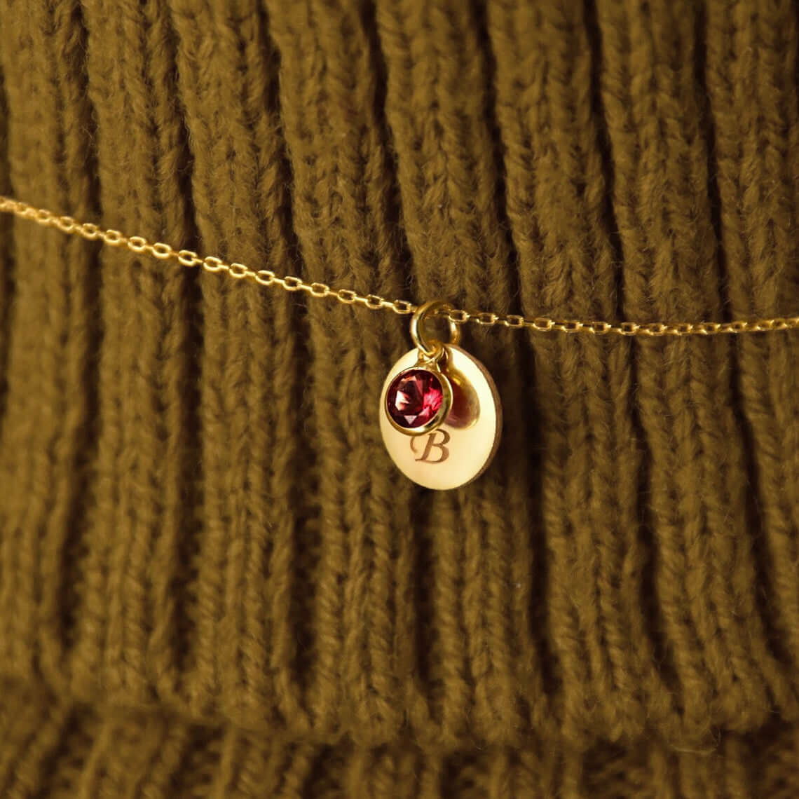 Birthstone Personalized Initial Letter Silver Chain Necklace