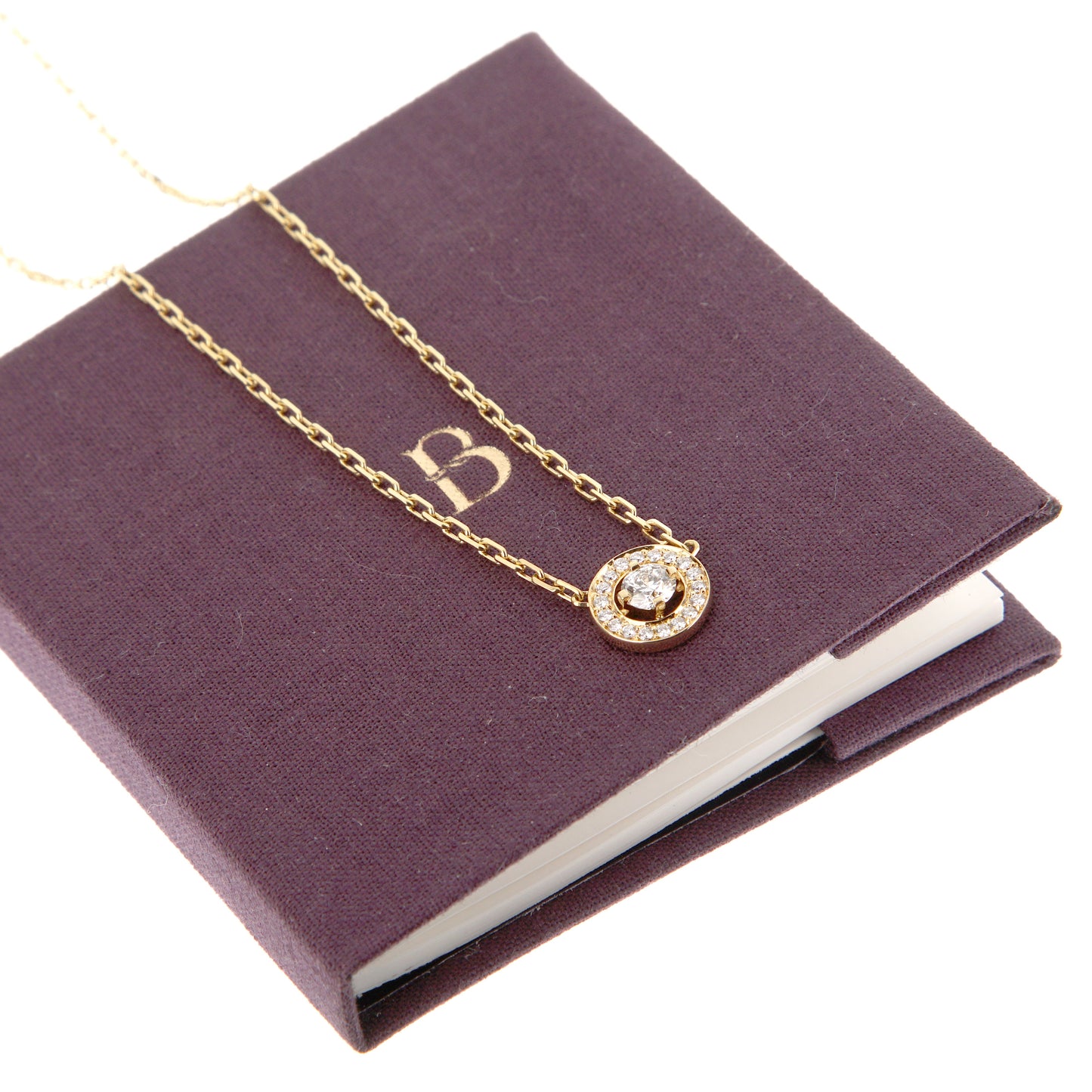 bothtucheron 18k Yellow Gold Diamond Solitaire Pendant Necklace