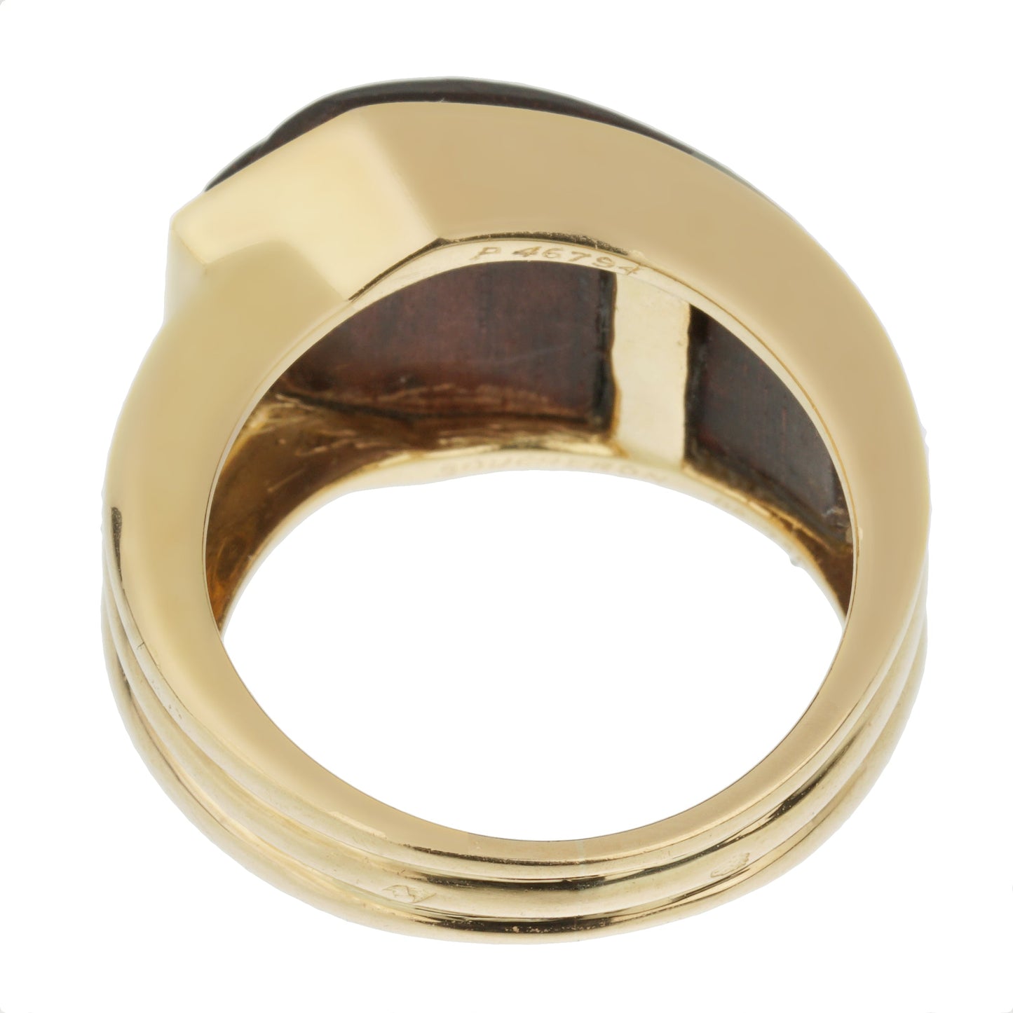 bothtucheron Paris Wood Yellow Gold Cocktail Ring Circa 1970s