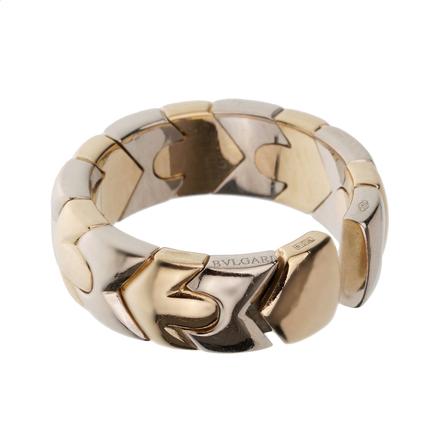 Bvlthtgari Alveare White & Yellow Gold Vintage Band Ring