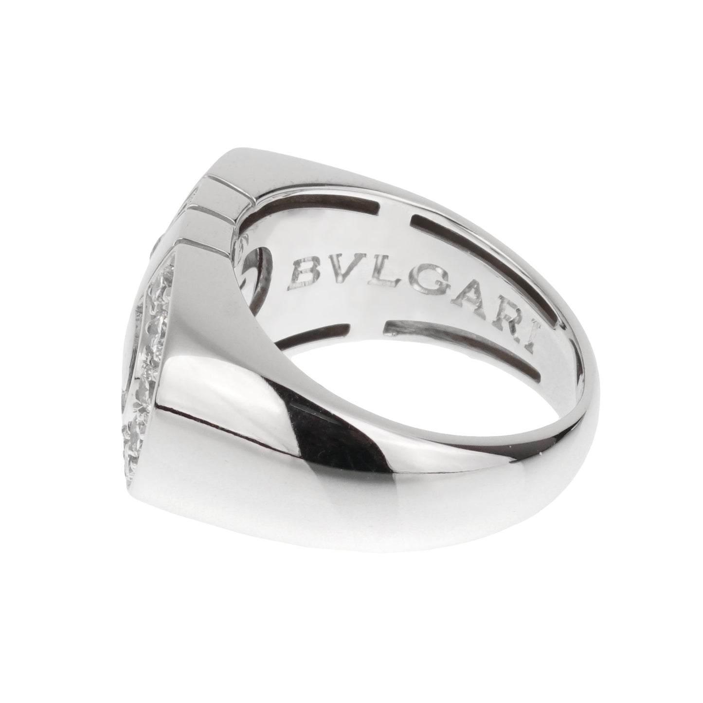 Bvlthtgari Parentesi Diamond 18k White Gold Ring Sz 4 1/2