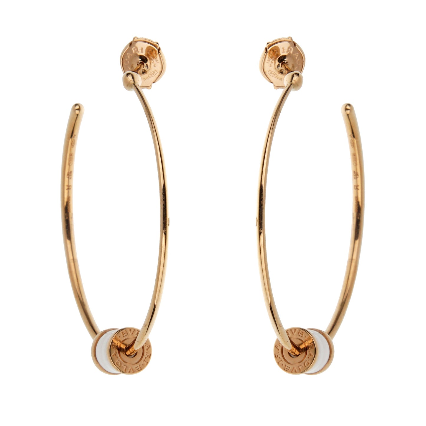 Bvlthtgari B.zero1 Ceramic Rose Gold Hoop Earrings