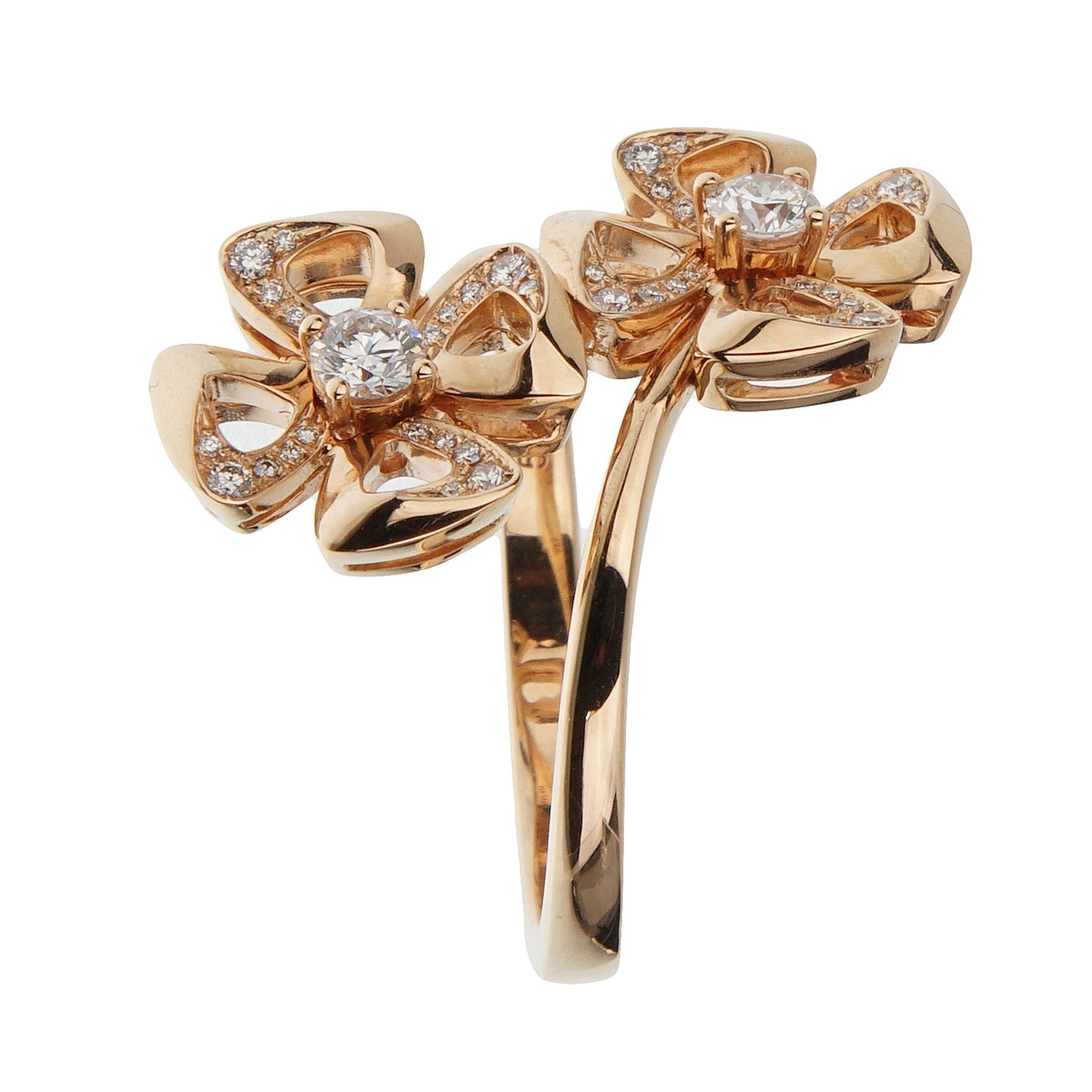 Bvlthtgari Fiorever 18k Rose Gold Diamond Cocktail Ring