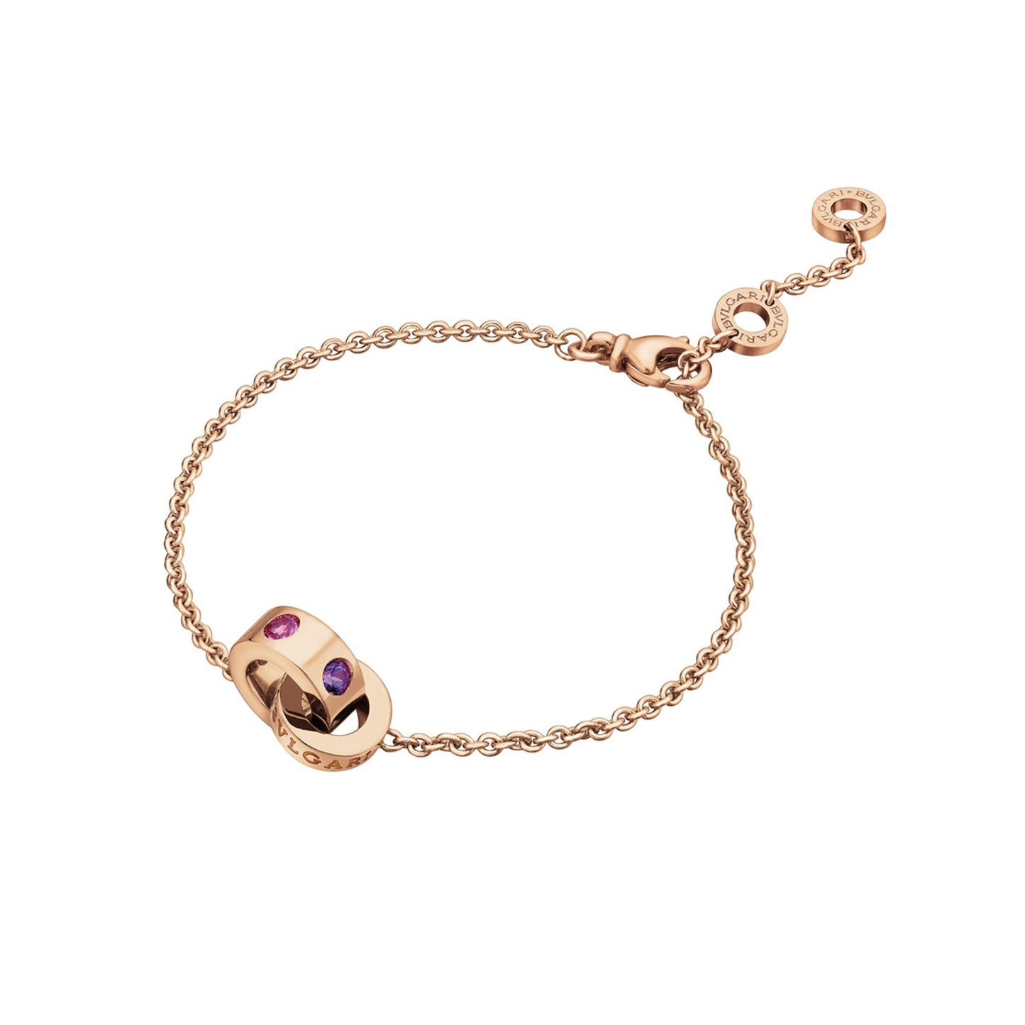 Bvlthtgari Roman Sorbet Amethyst Tourmaline 18k Rose Gold Charm Bracelet