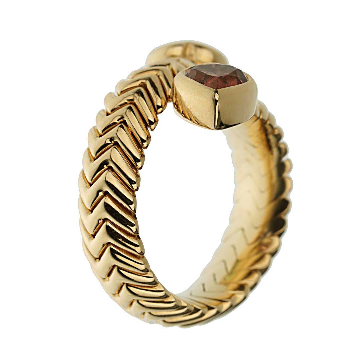 Bvlthtgari Spiga Tourmaline Peridot 18k Yellow Gold Cocktail Ring