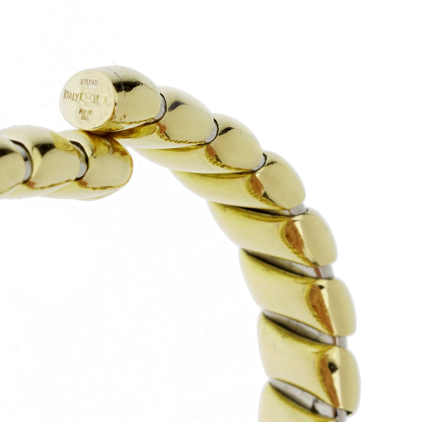 Bvlthtgari Tubogas Stainless 18k Yellow Gold Cuff Bracelet