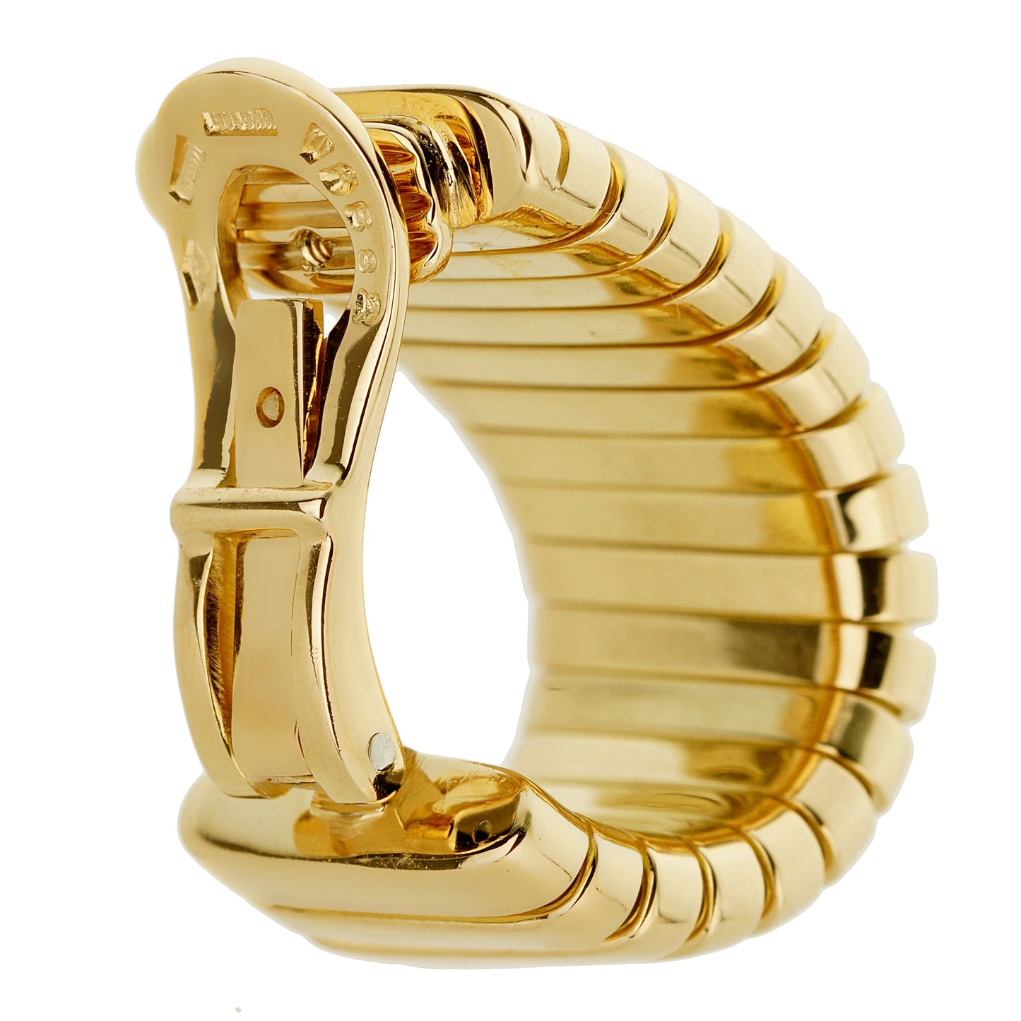 Bvlthtgari Tubogas Vintage Yellow Gold Clip On Earrings