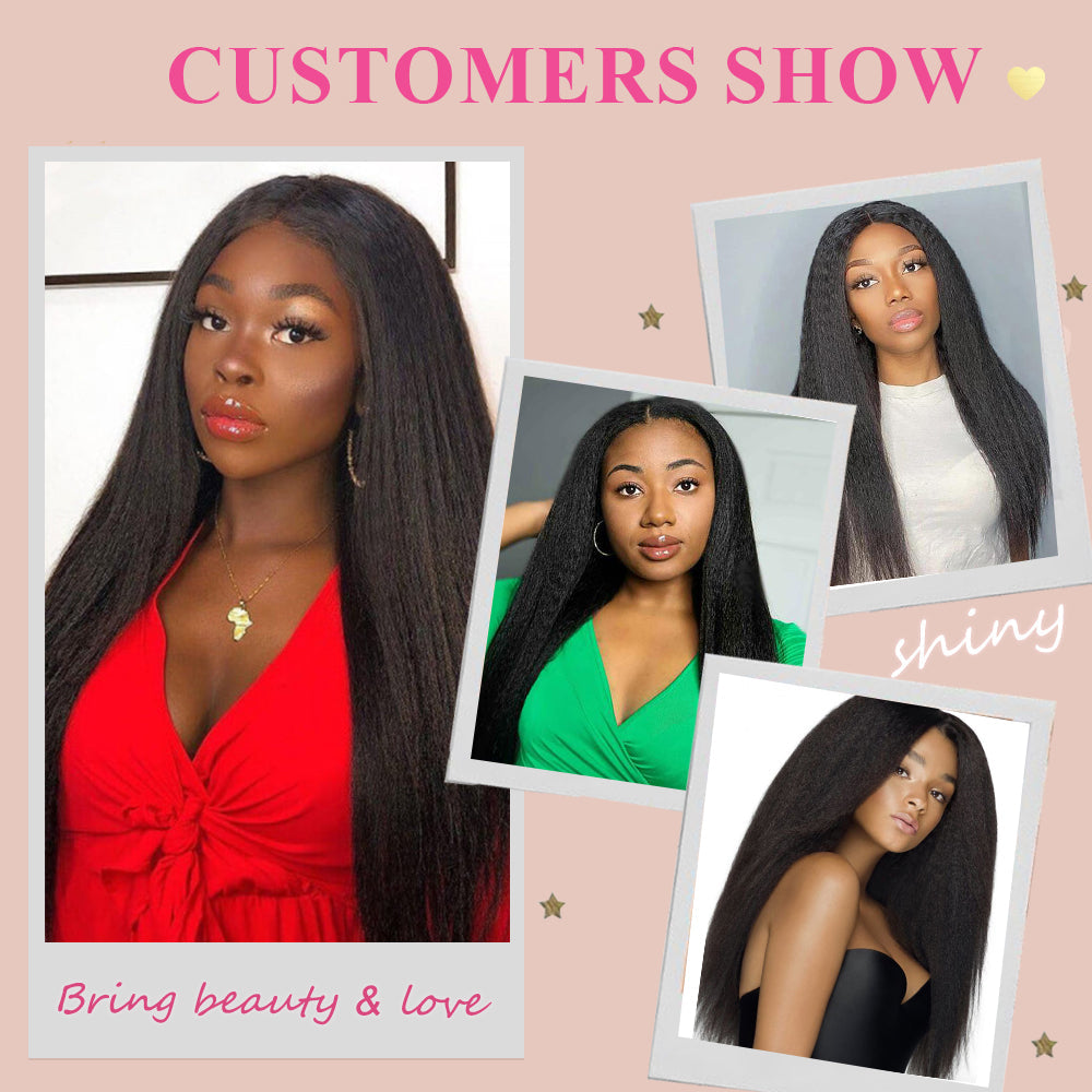 Kinky Straight #1B HD Lace Closure Human Hair Cvohair