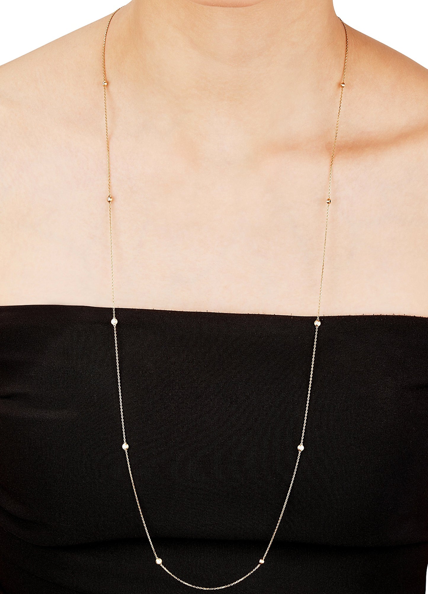 Carthttier d'Amour 18k Rose Gold Diamond Solitaire Sautoir Necklace