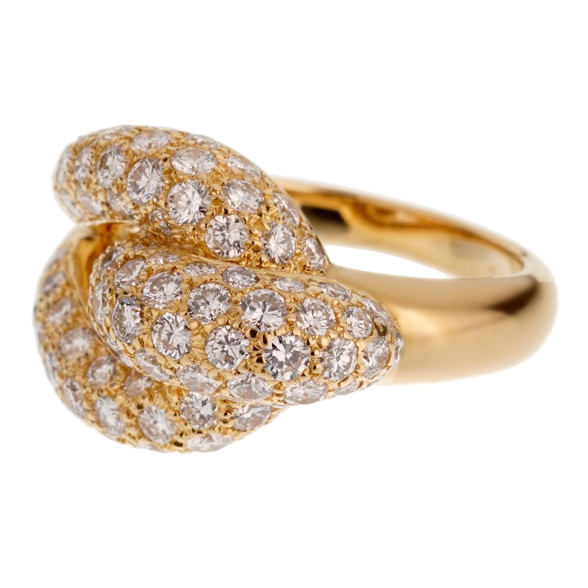Carthttier Diamond Knot 18k Yellow Gold Cocktail Ring Sz 6