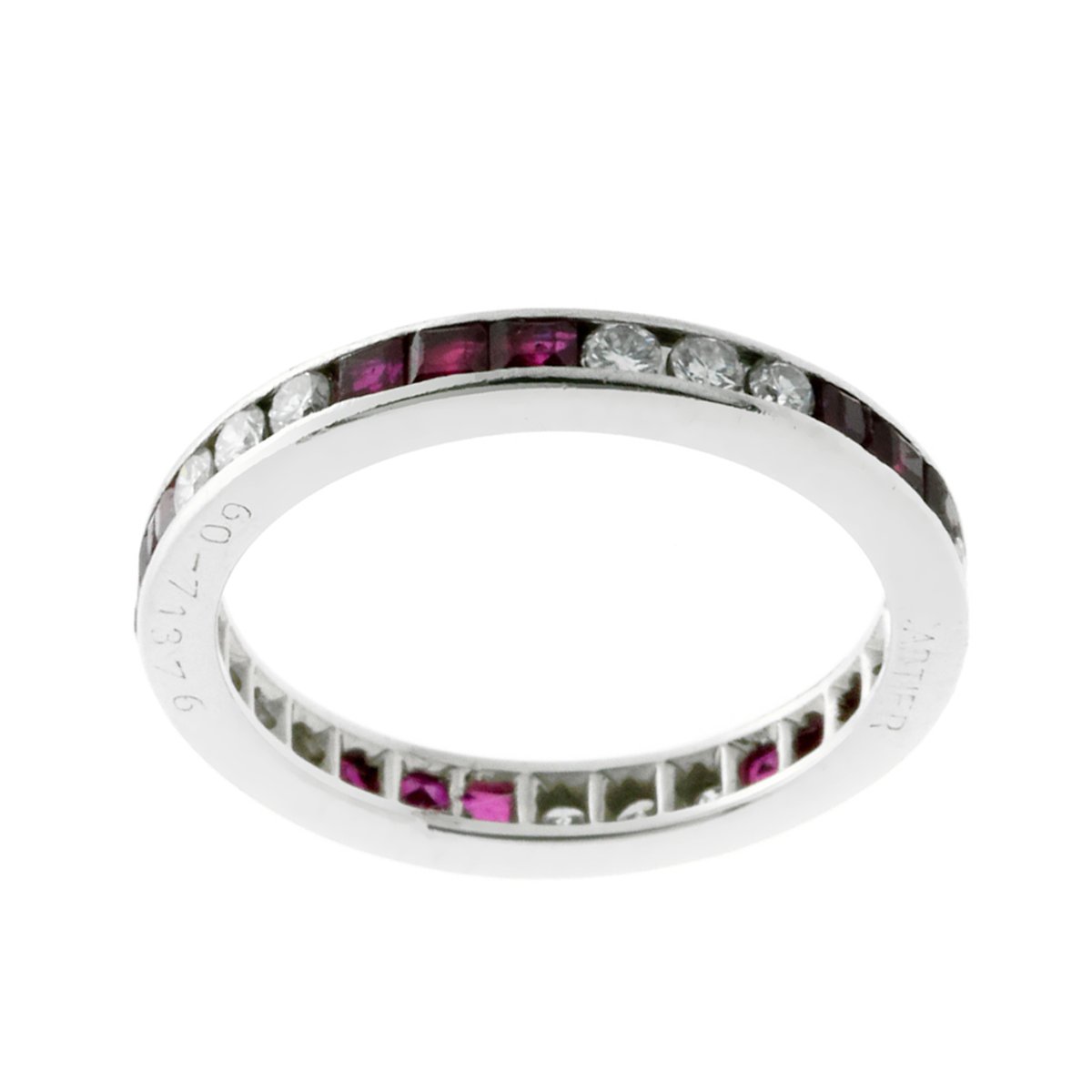 Carthttier Diamond Ruby Eternity Platinum Ring