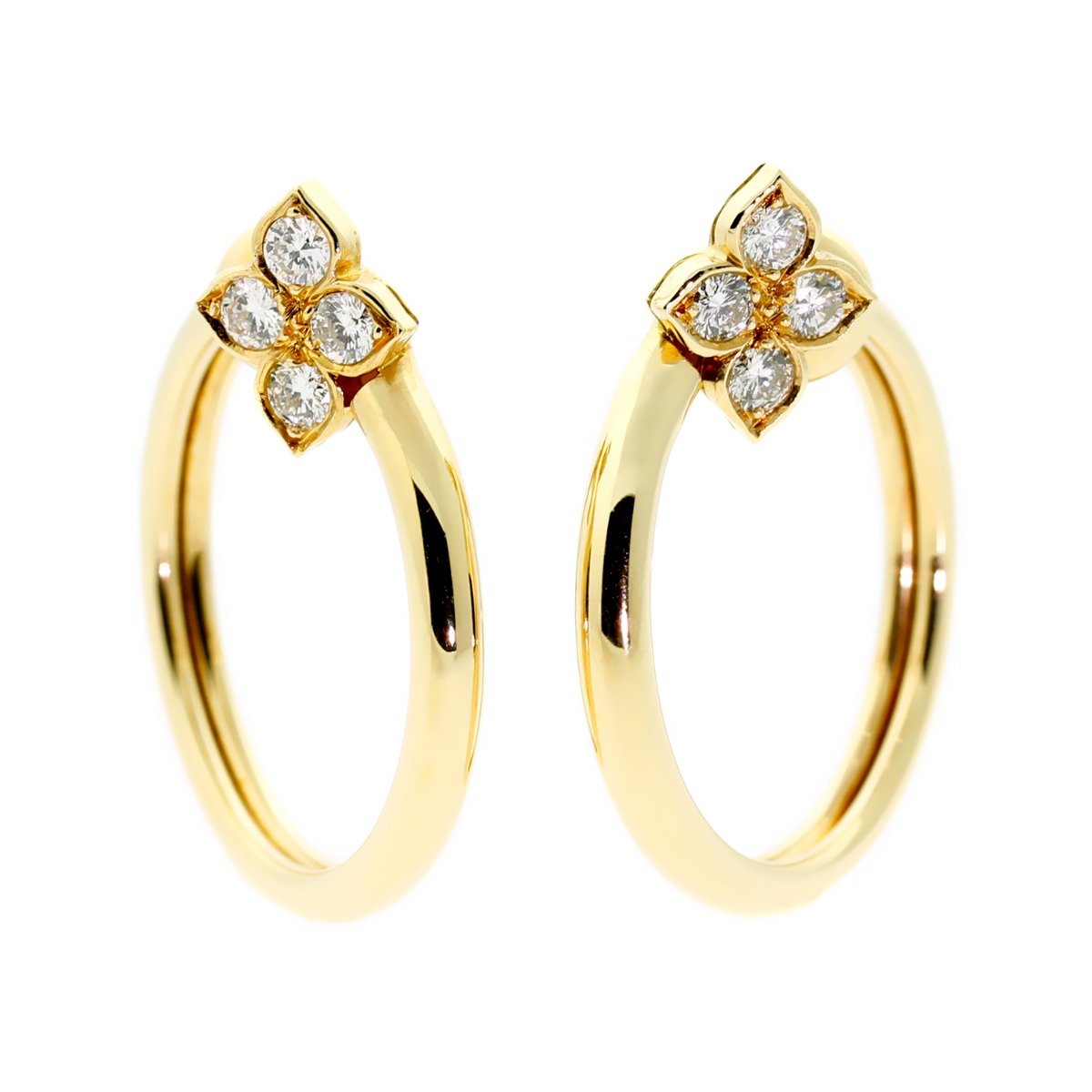 Carthttier Flower Diamond Gold Earrings