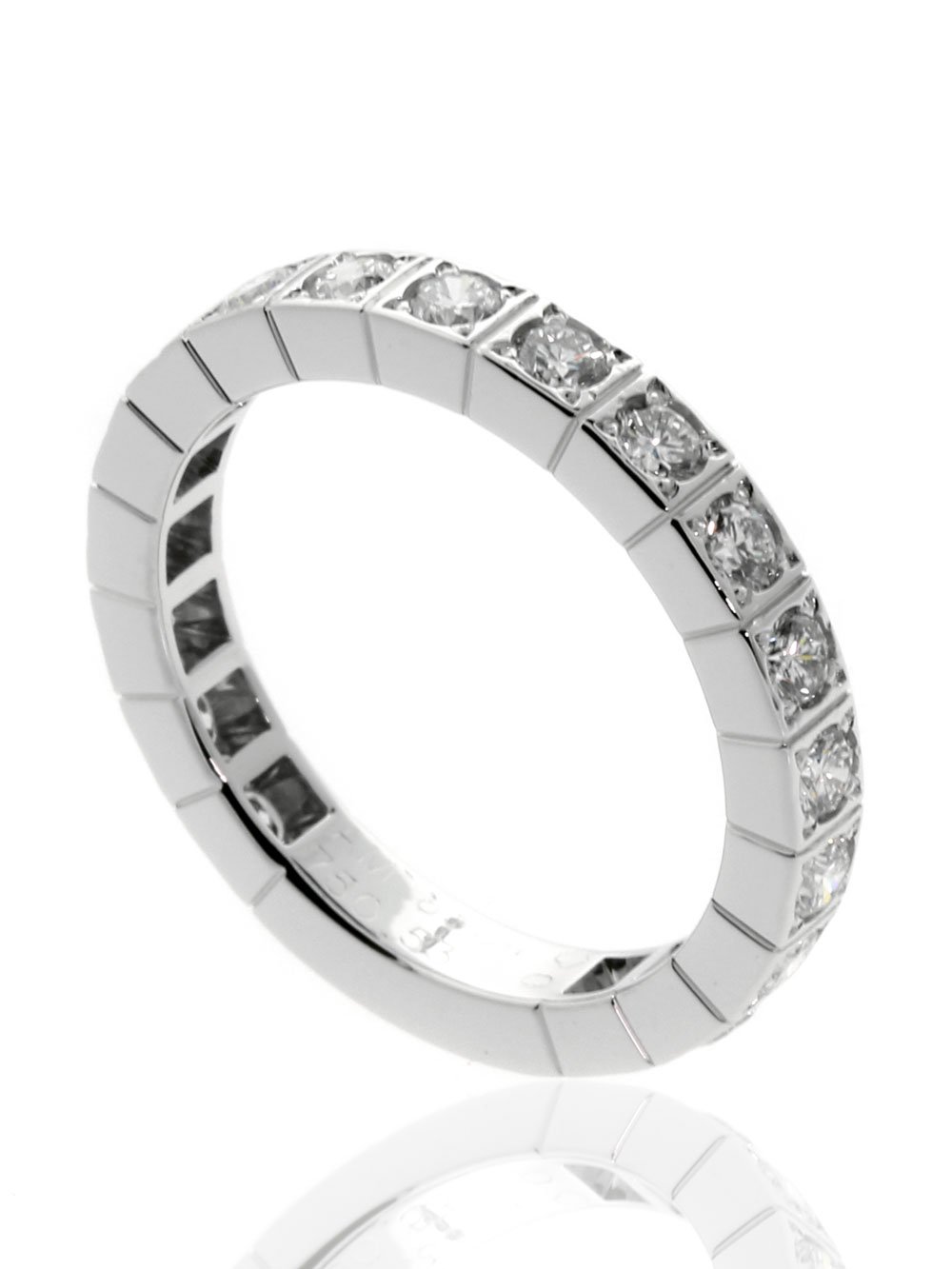 Carthttier Lanieres Full Diamond Ring in 18k White Gold Sz 53