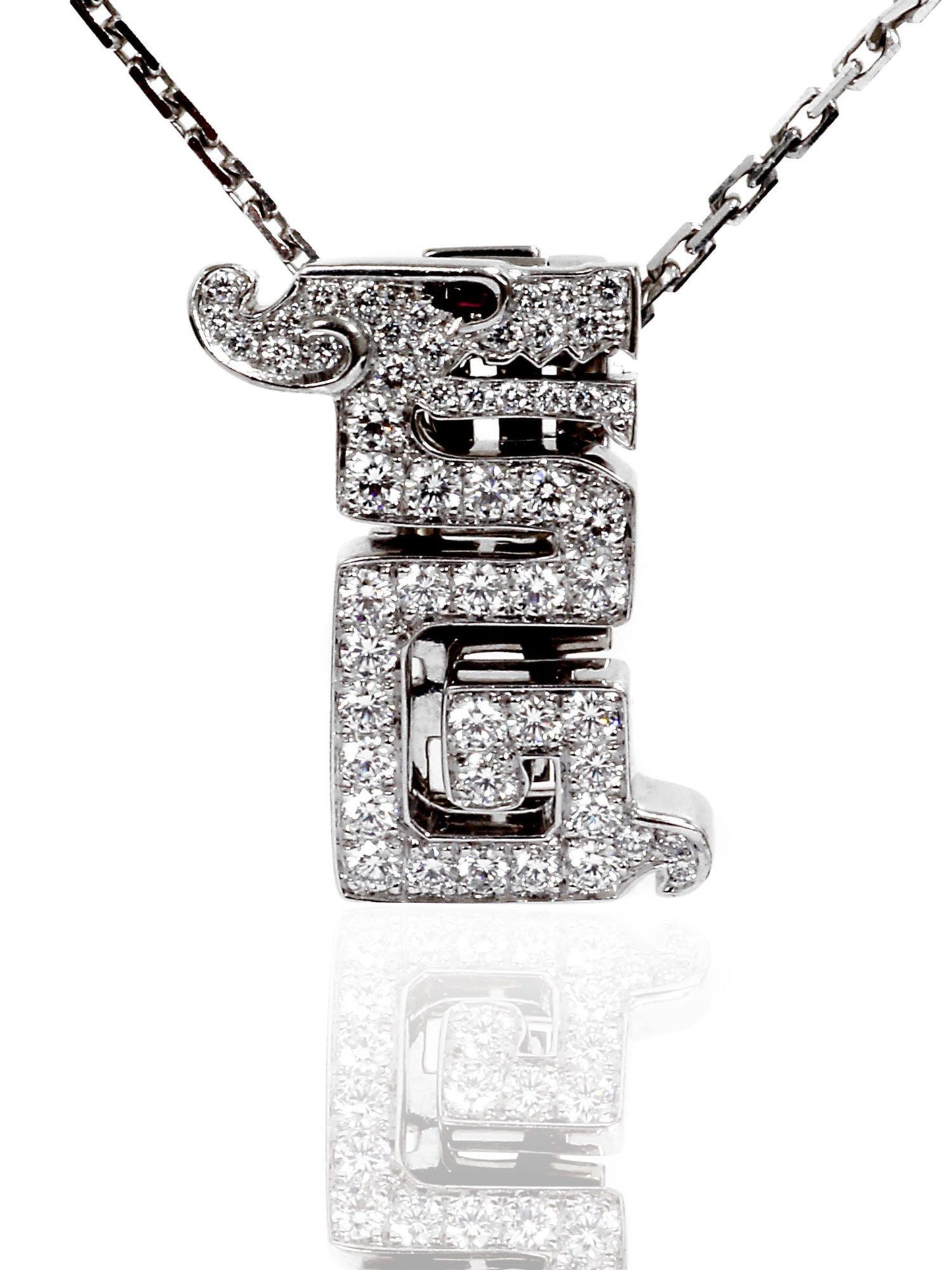 Carthttier Le Baiser Du Dragon Necklace in 18k White Gold
