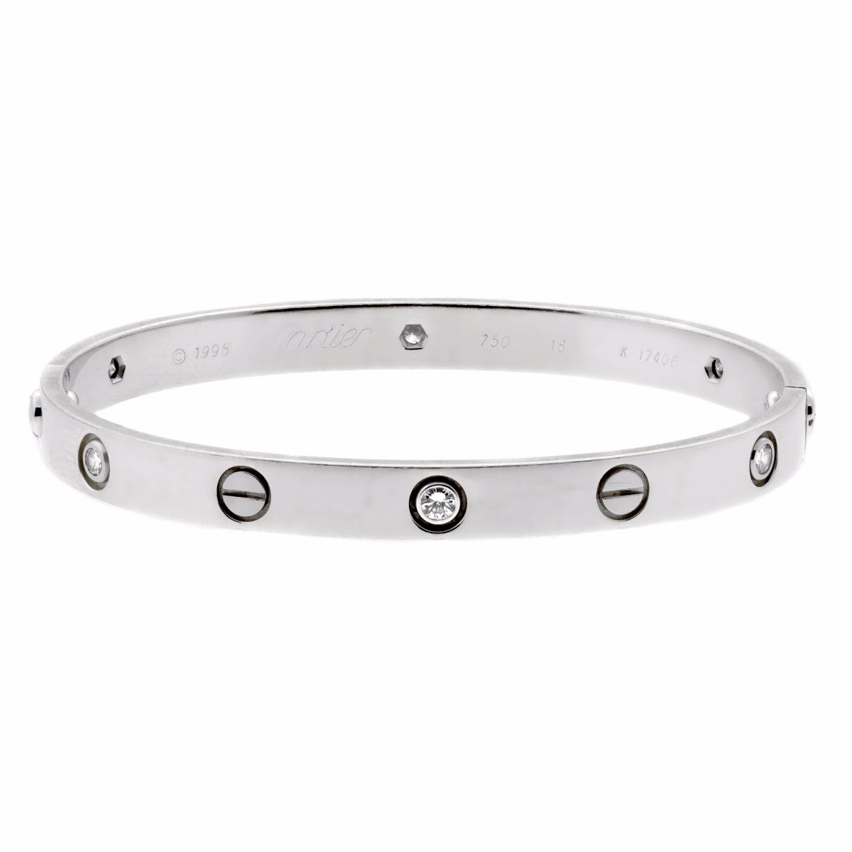 Carthttier Love White Gold 6 Diamond Bangle Bracelet