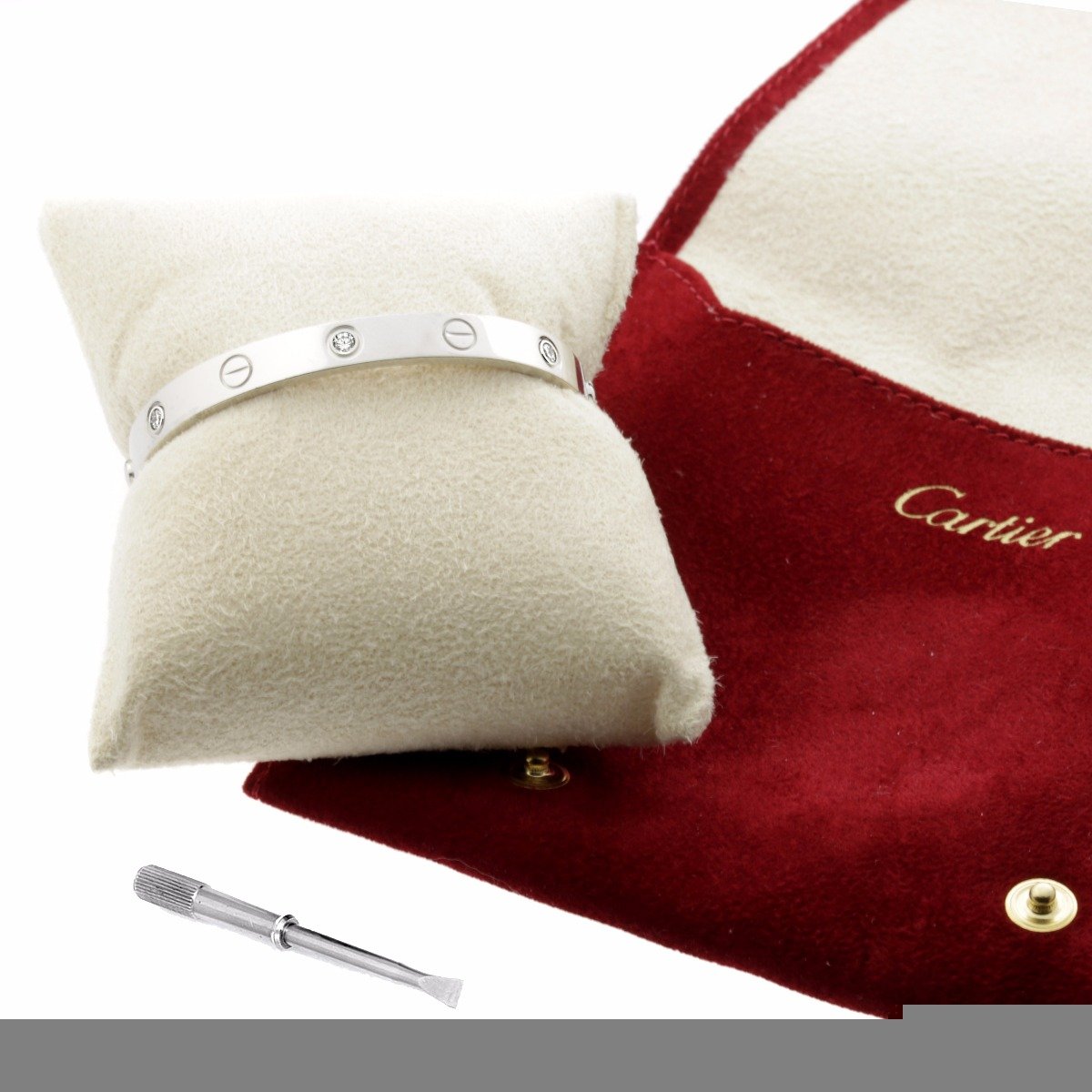 Carthttier Love White Gold Diamond Bangle Bracelet