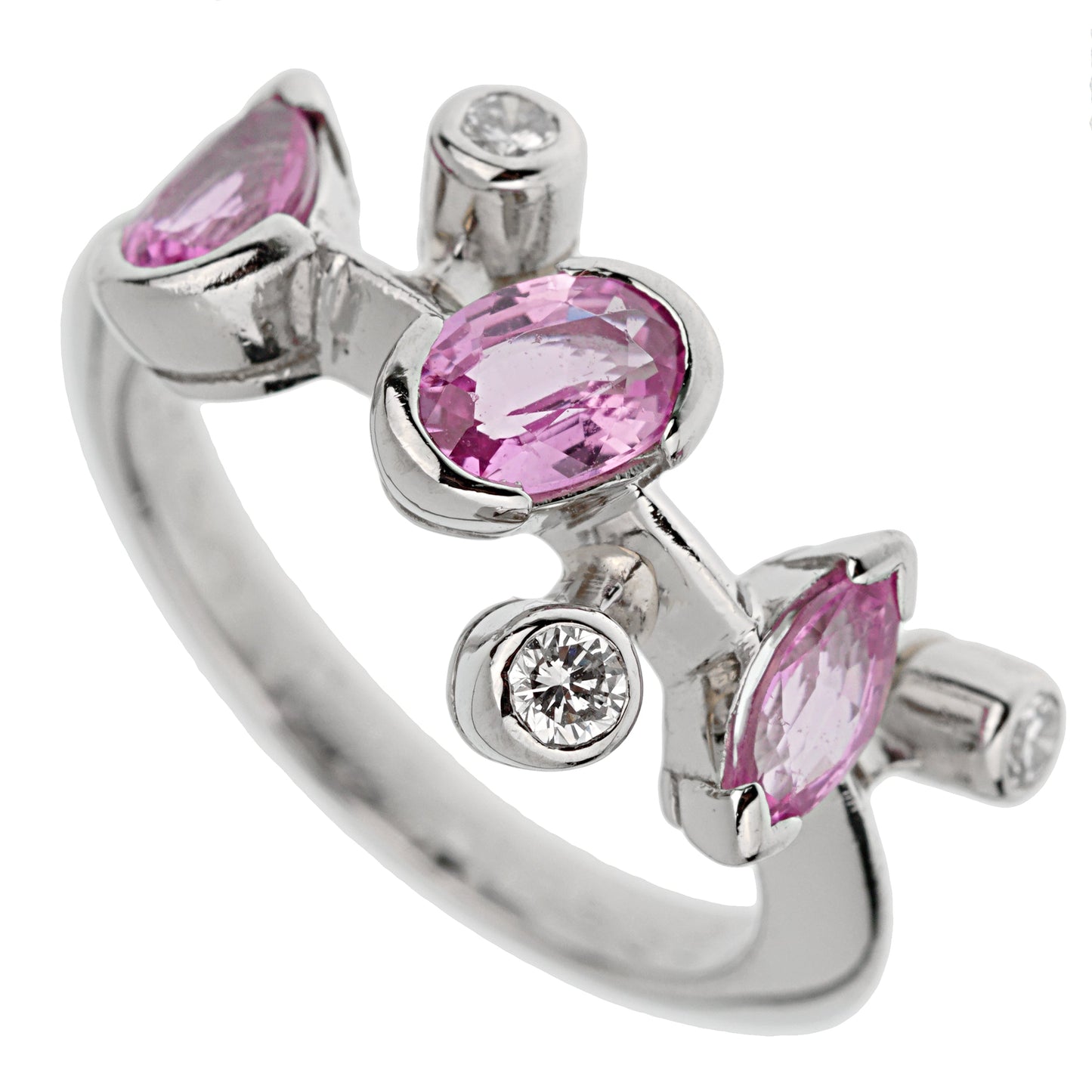 Carthttier Meli Melo Pink Sapphire Diamond Platinum Ring Sz 5 1/4
