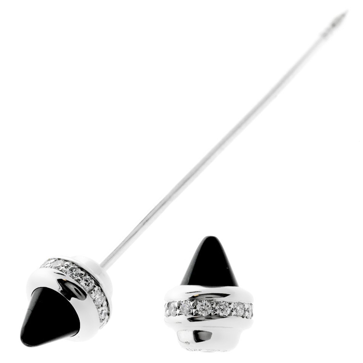 Carthttier Menotte White Gold Diamond Onyx Jabot