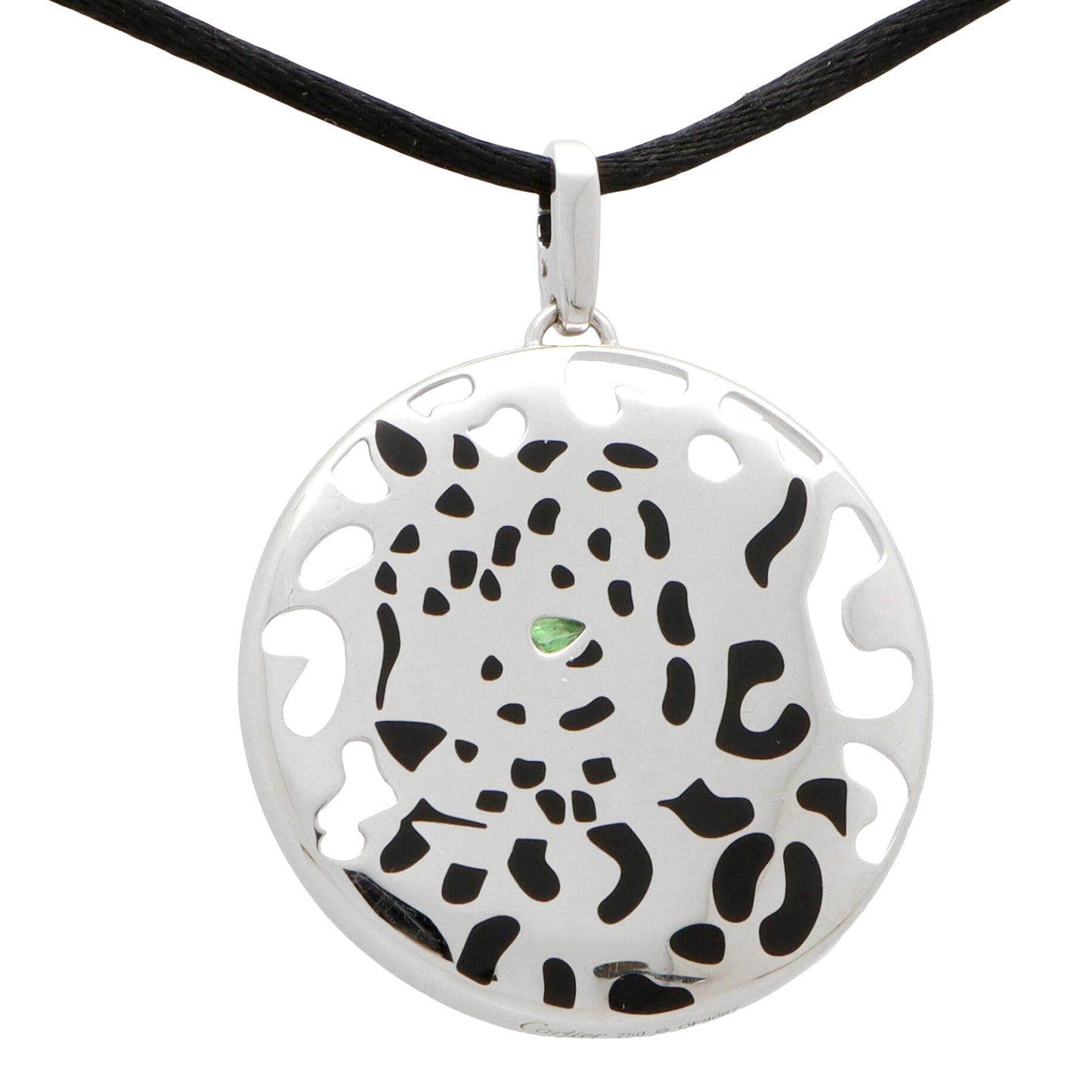 Carthttier Panthere Openwork 18k White Gold Pendant Necklace