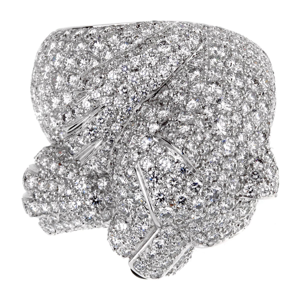 Carthttier Panthere Pave Diamond Emerald White Gold Ring