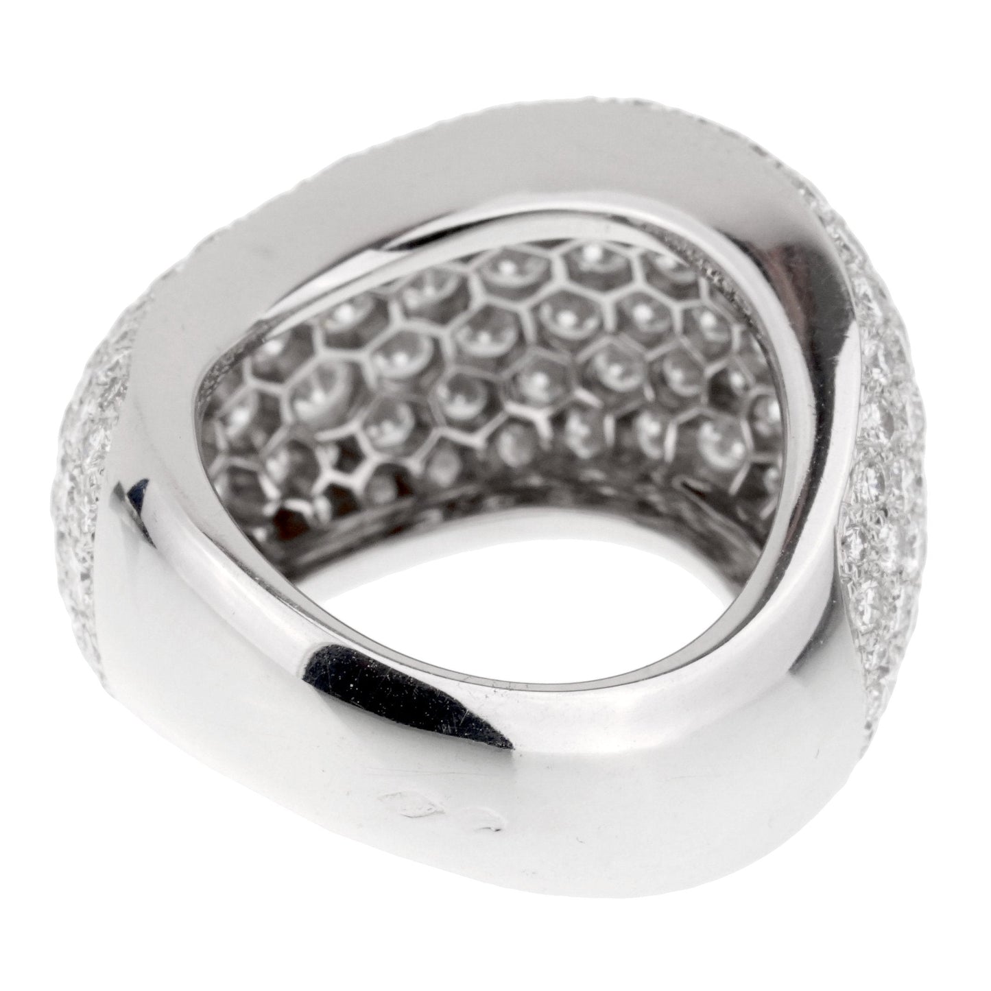 Carthttier Pave Diamond 18k White Gold Cocktail Band Ring Size 6