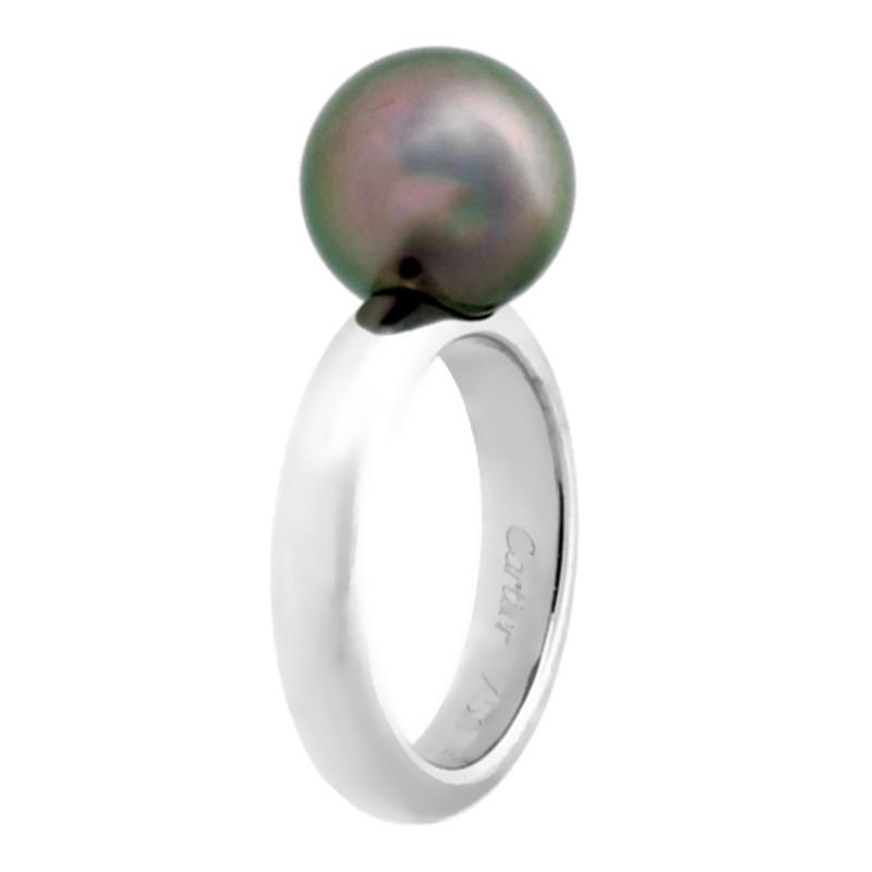 Carthttier Pearl White Gold Ring Size 5 1/2
