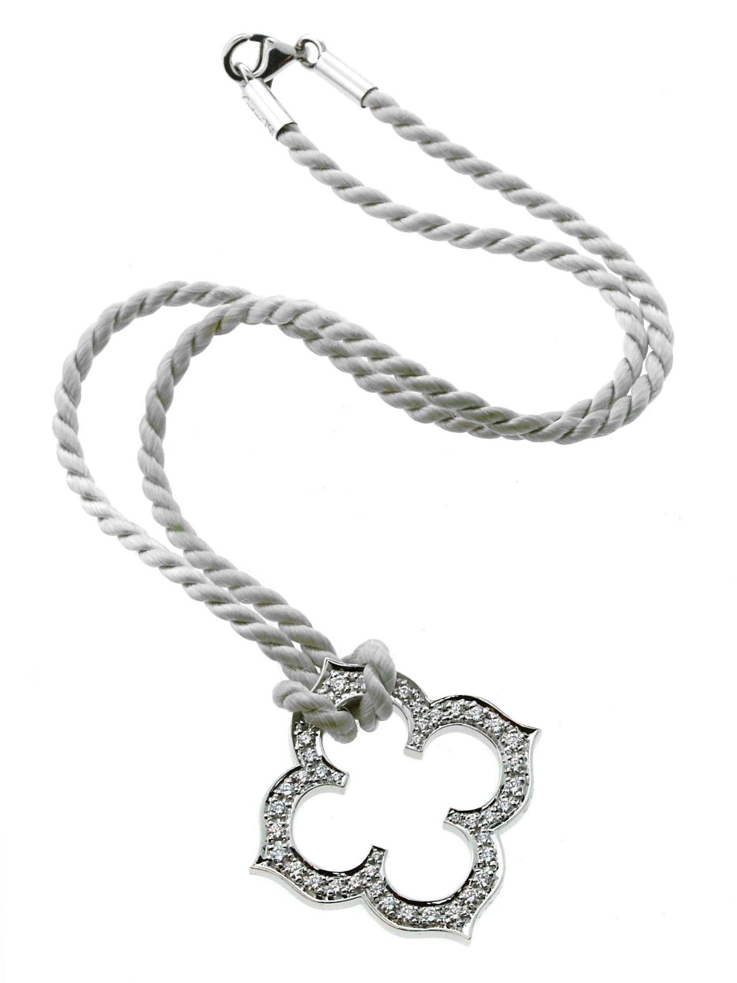 Carthttier Quatrefoil Diamond White Gold Necklace