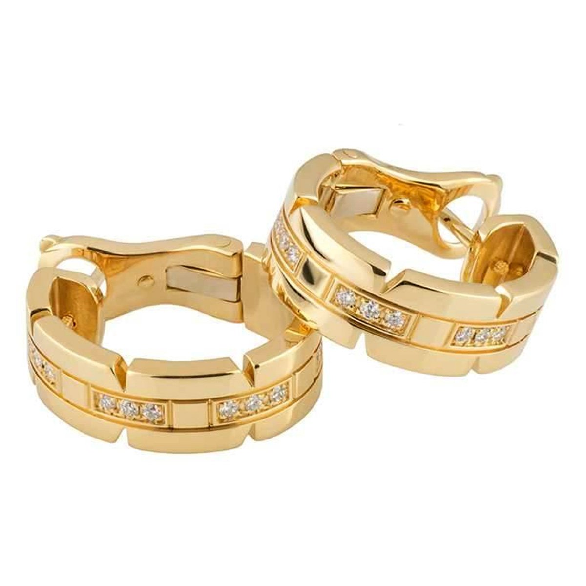 Carthttier Tank Francaise Diamond Hoop Gold Earrings