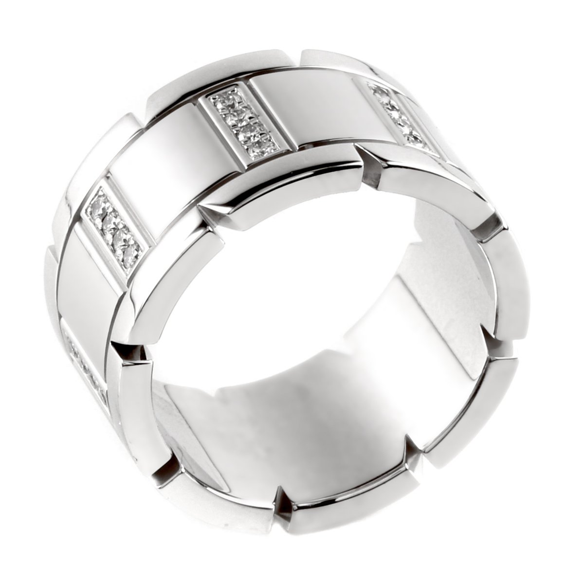 Carthttier Tank Francaise Diamond Ring in 18k White Gold B4054700