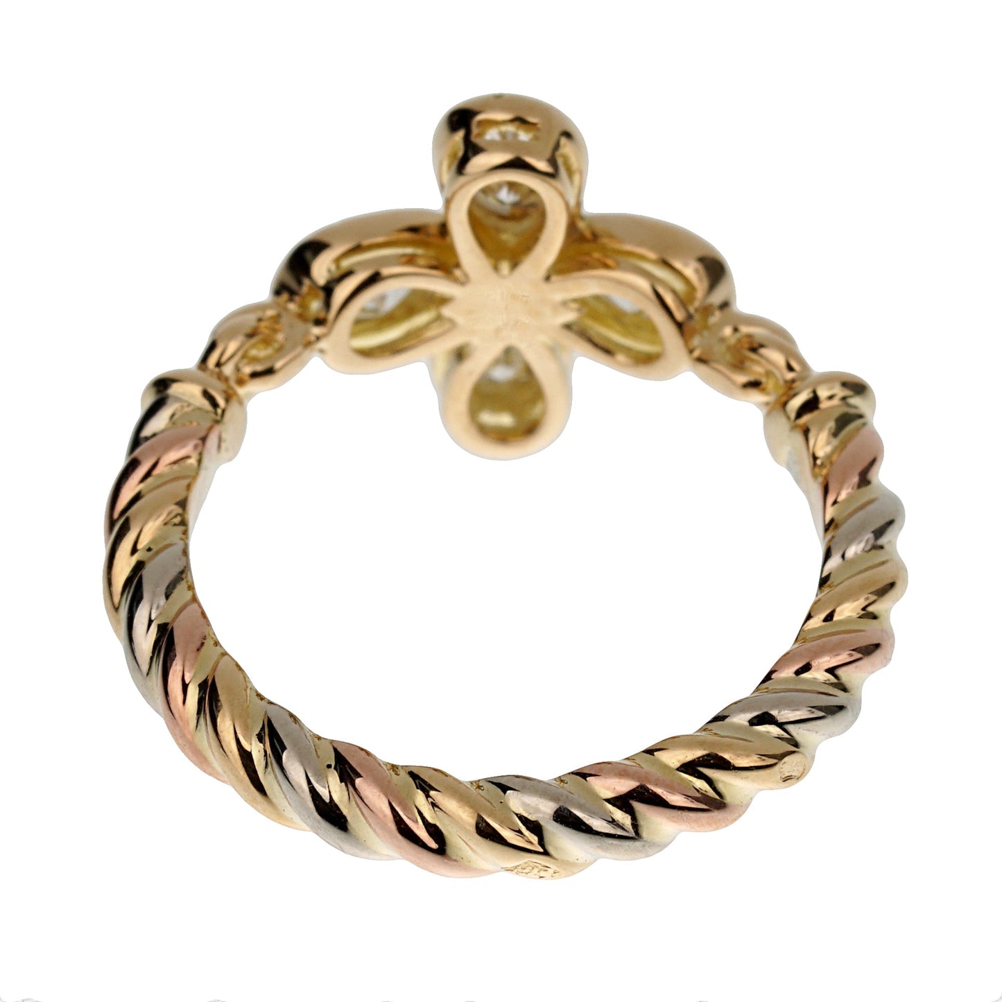 Carthttier Tri Color 18k Gold Pear Shaped Diamond Cocktail Ring