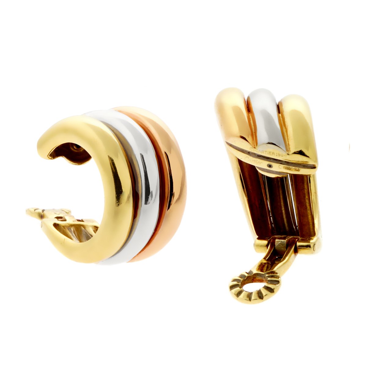Carthttier Trinity Large Tri Color 18k Gold Hoop Earrings
