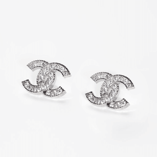 Crystal CC Earrings Gold-Plated 925 Silver Classic Studs