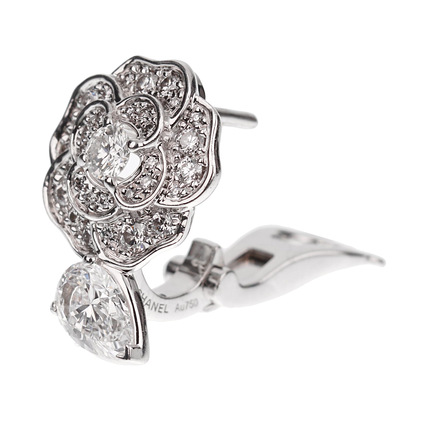 Chathtnel Camelia Precieux Diamond 18k White Gold Stud Earrings