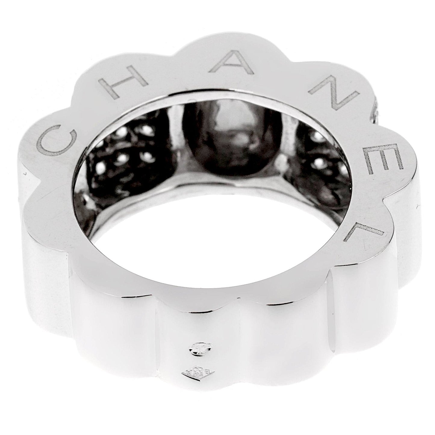 Chathtnel Camellia White Gold Diamond Cocktail Ring Sz 5 1/2