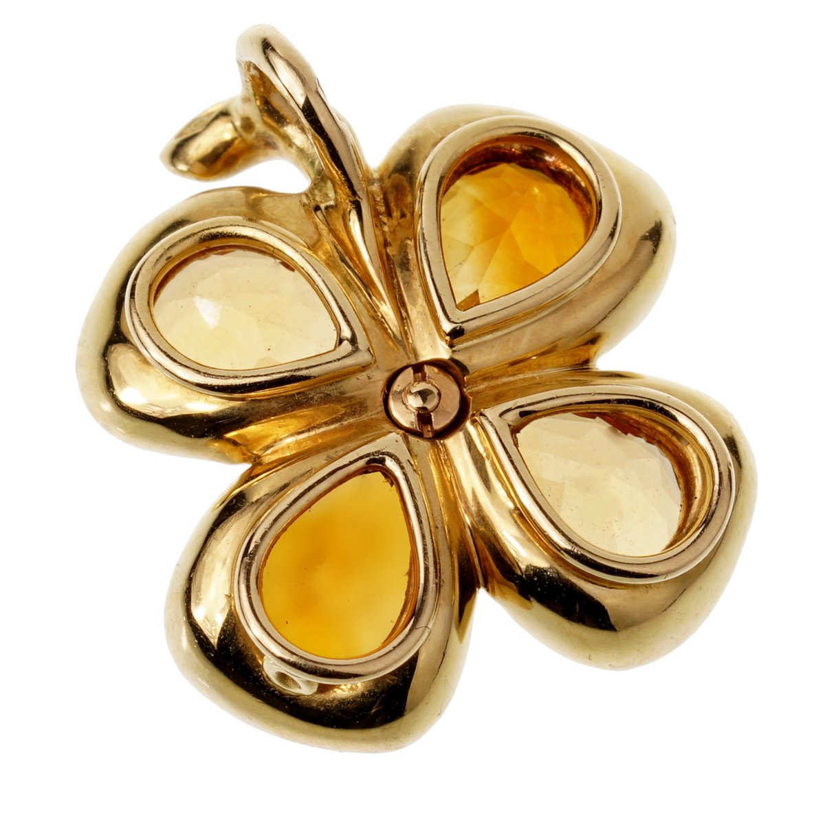 Chathtnel Citrine Gold Clover Pendant Necklace