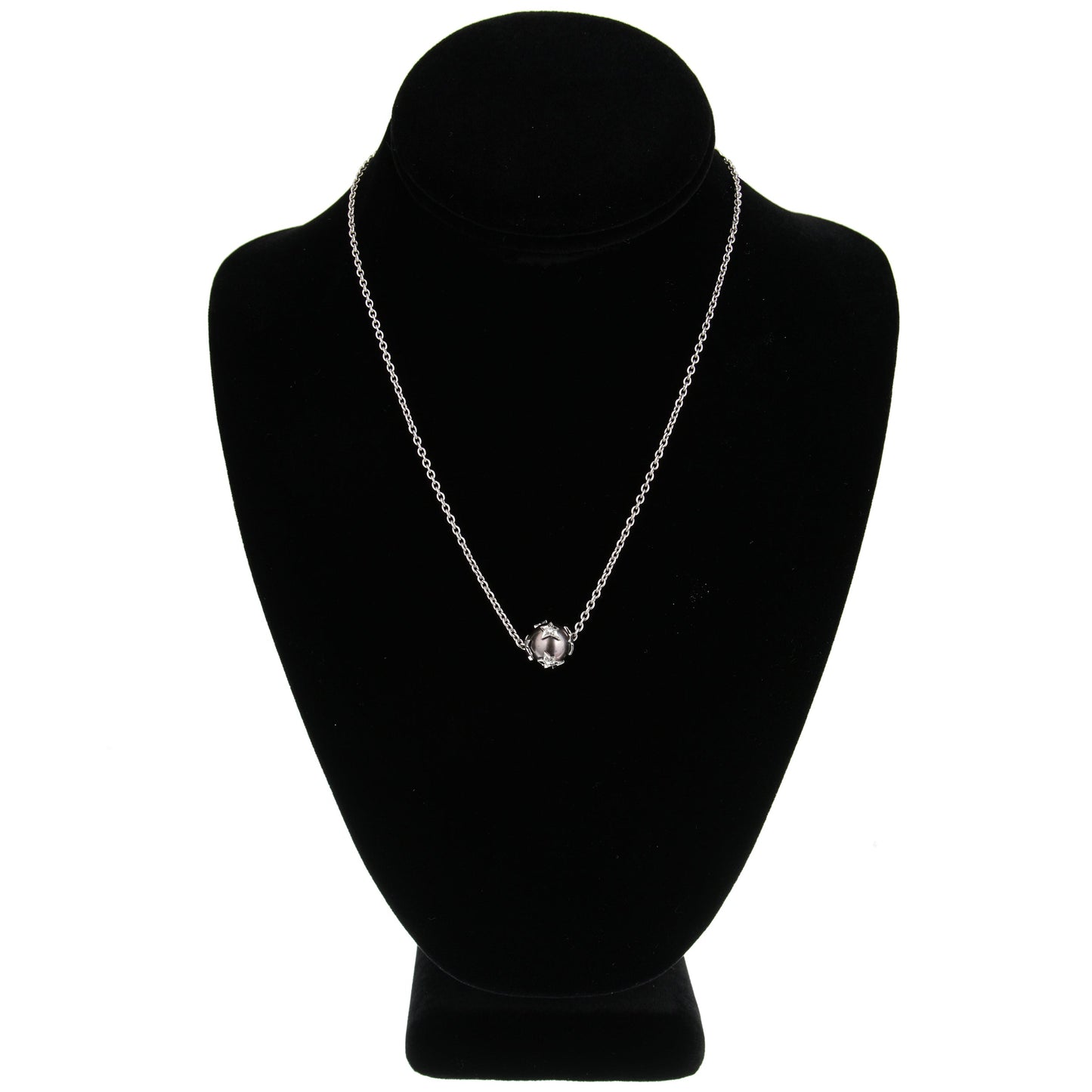 Chathtnel Comete Pearl Diamond 18k White Gold Vintage Necklace