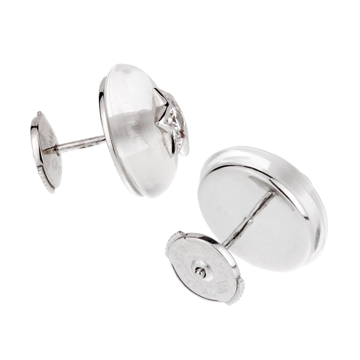 Chathtnel Comete Rock Crystal Diamond 18k White Gold Stud Earrings