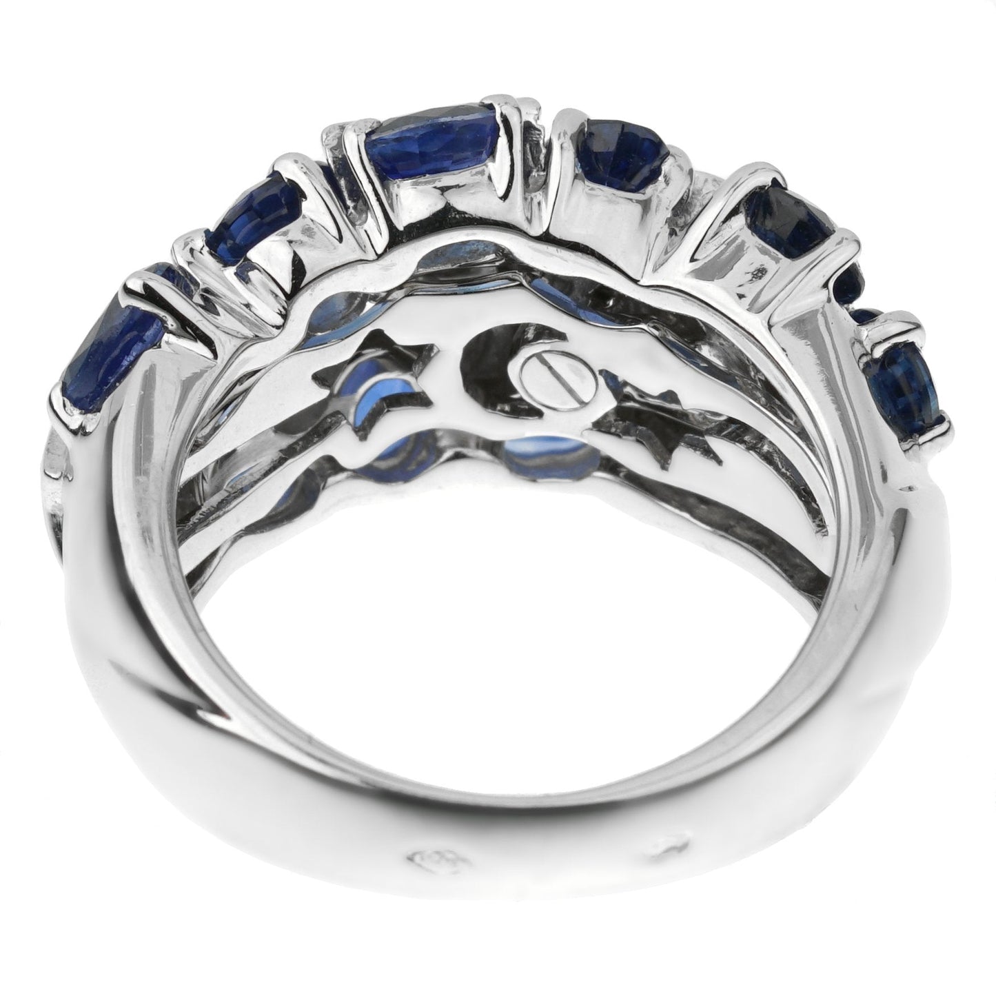 Chathtnel Comete Sapphire Diamond 18k White Gold Cocktail Ring Sz 5 3/4