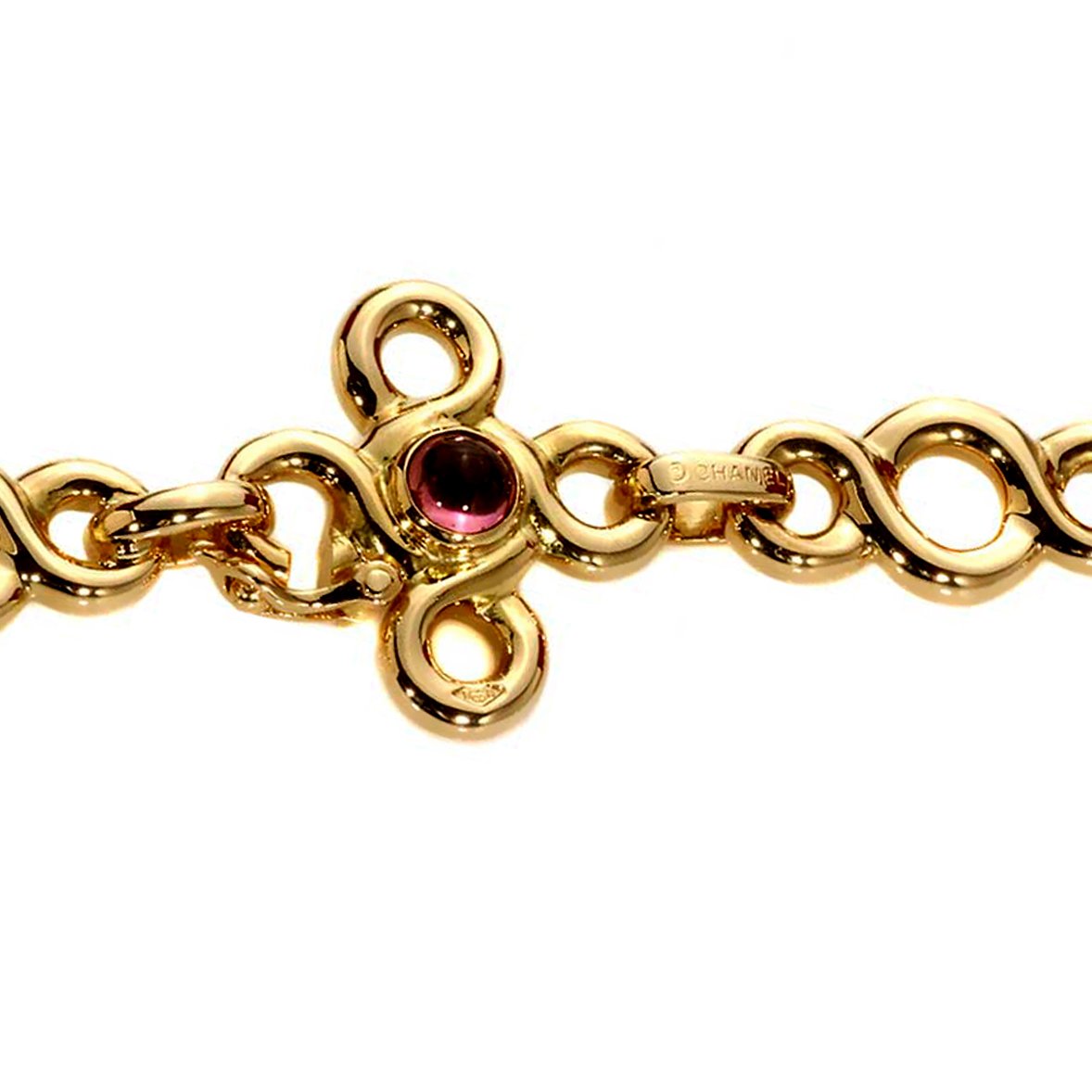 Chathtnel Vintage Gemstone 18k Yellow Gold Choker Chain Necklace