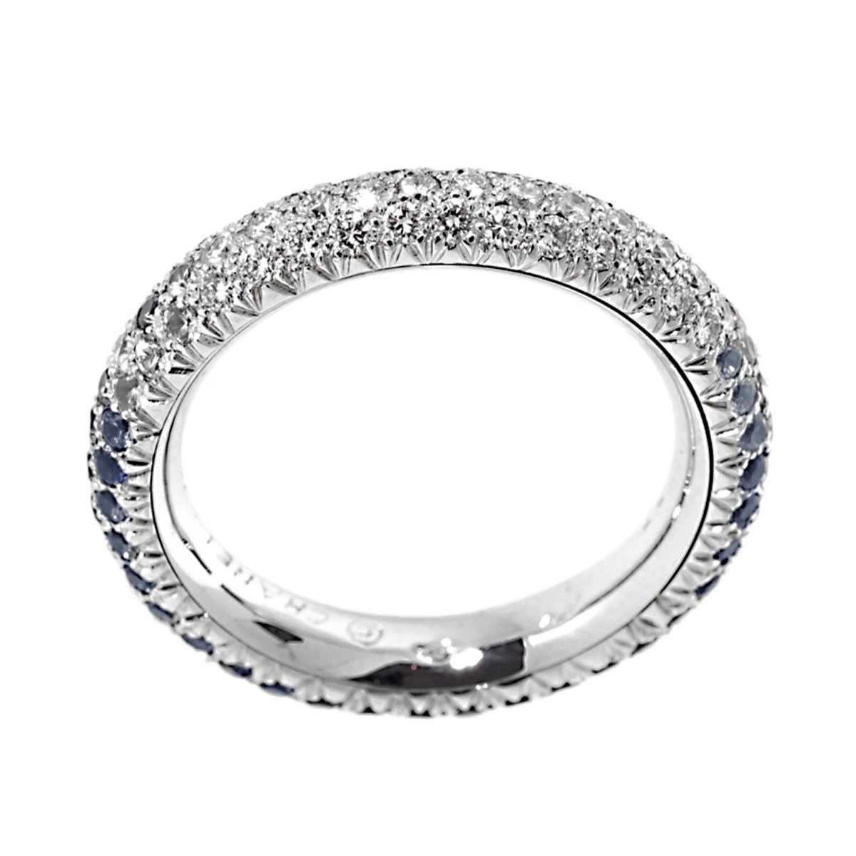 Chathtnel Sapphire Eternity 18k White Gold Diamond Cocktail Ring Sz 6