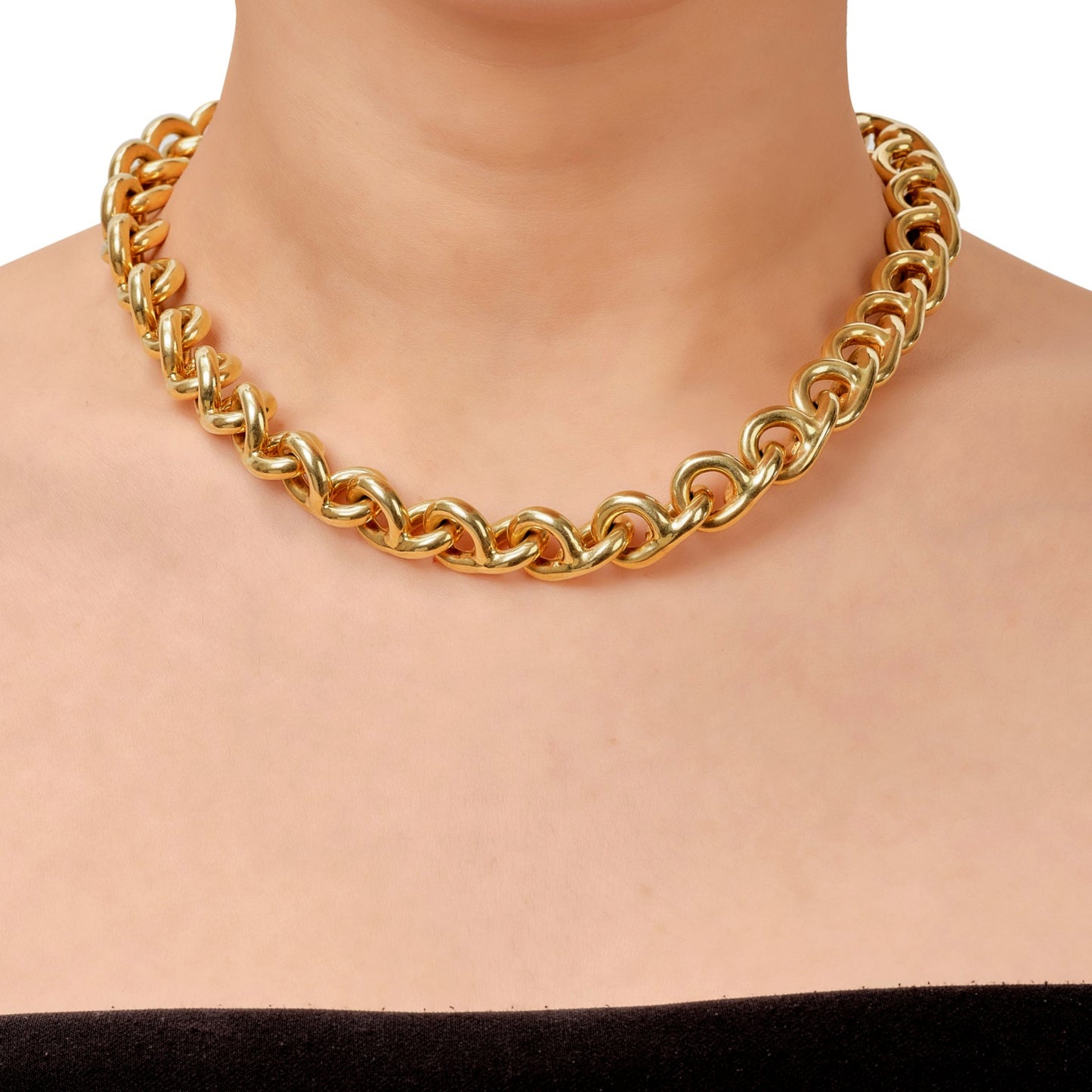 Chathtnel Vintage 18k Yellow Gold Chain Statement Necklace