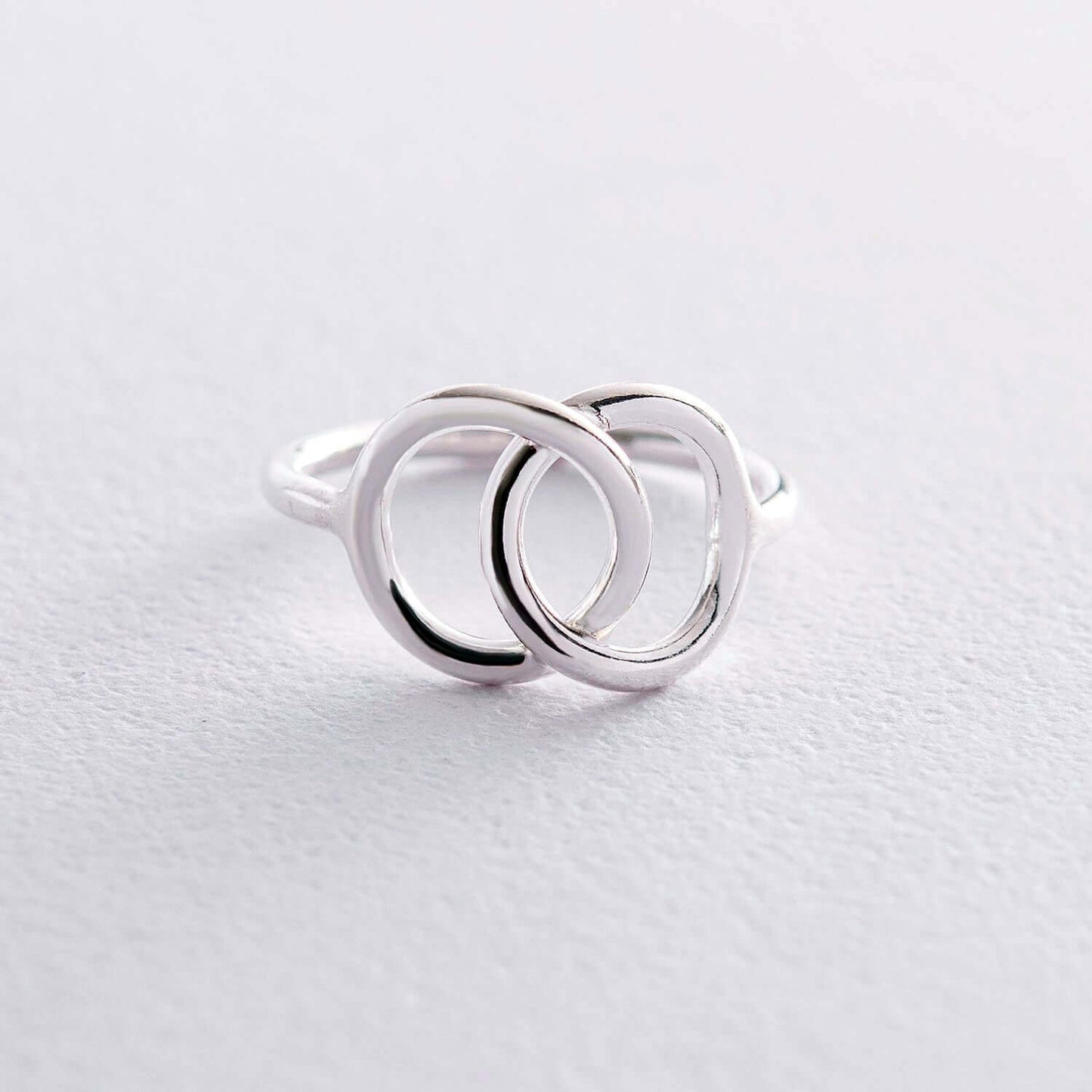 Silver Geometric Jewelry Crossing Circles Wire Ring Friendship Gift
