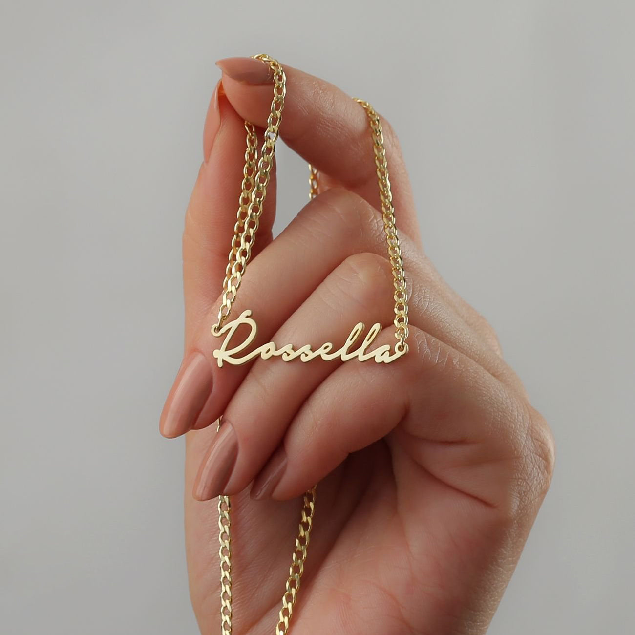 Necklace with Name Cursive Script with 3 mm Curb Chain