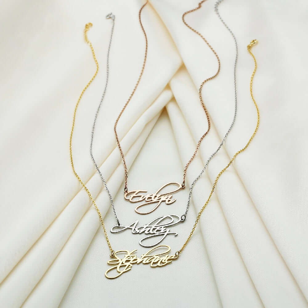 Name Necklace Handwriting Pendant with Chain 925 Silver