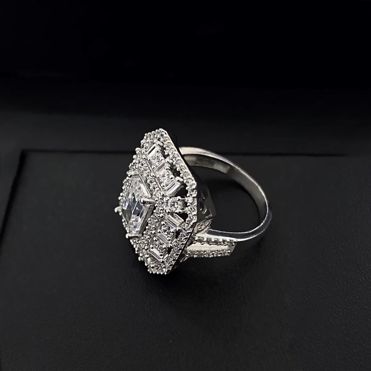 Emerald-Cut CZ Statement Ring Gold-Plated Silver