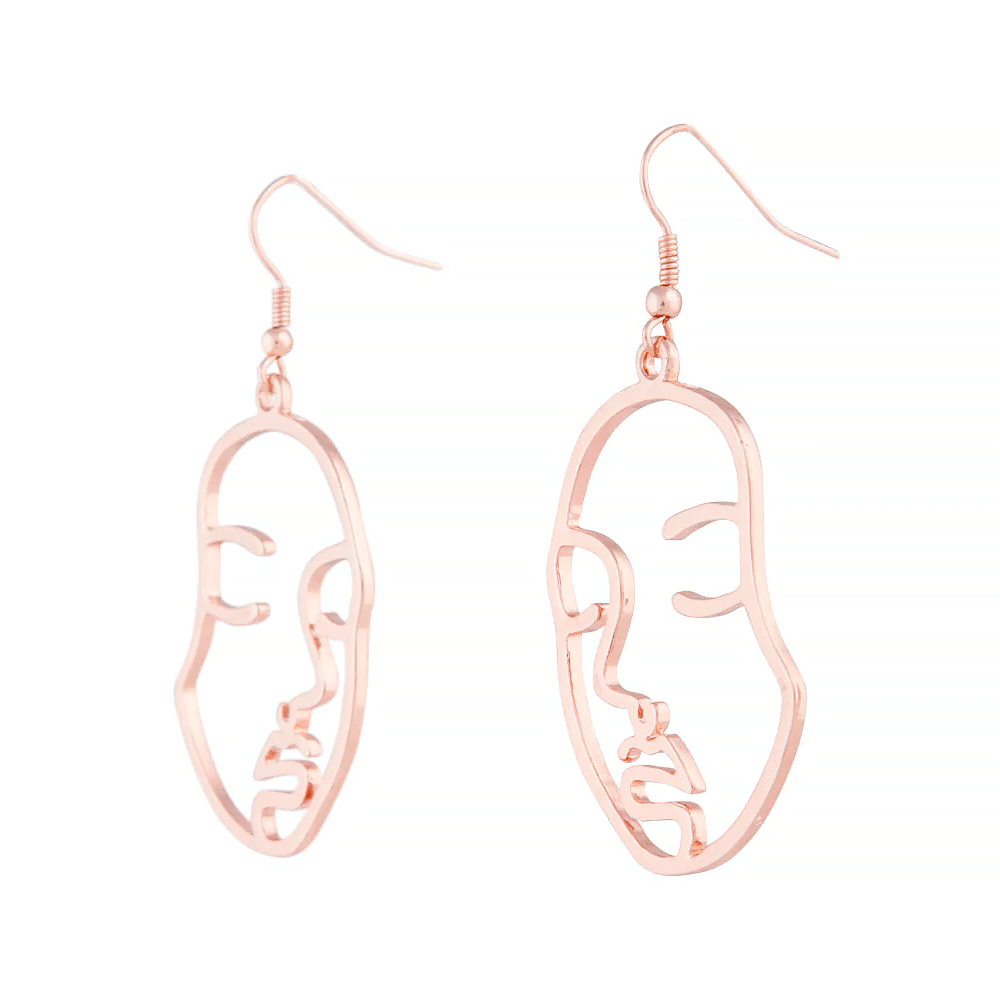 Abstract Face Dangle Earrings in Silver Exclusive Jewelry