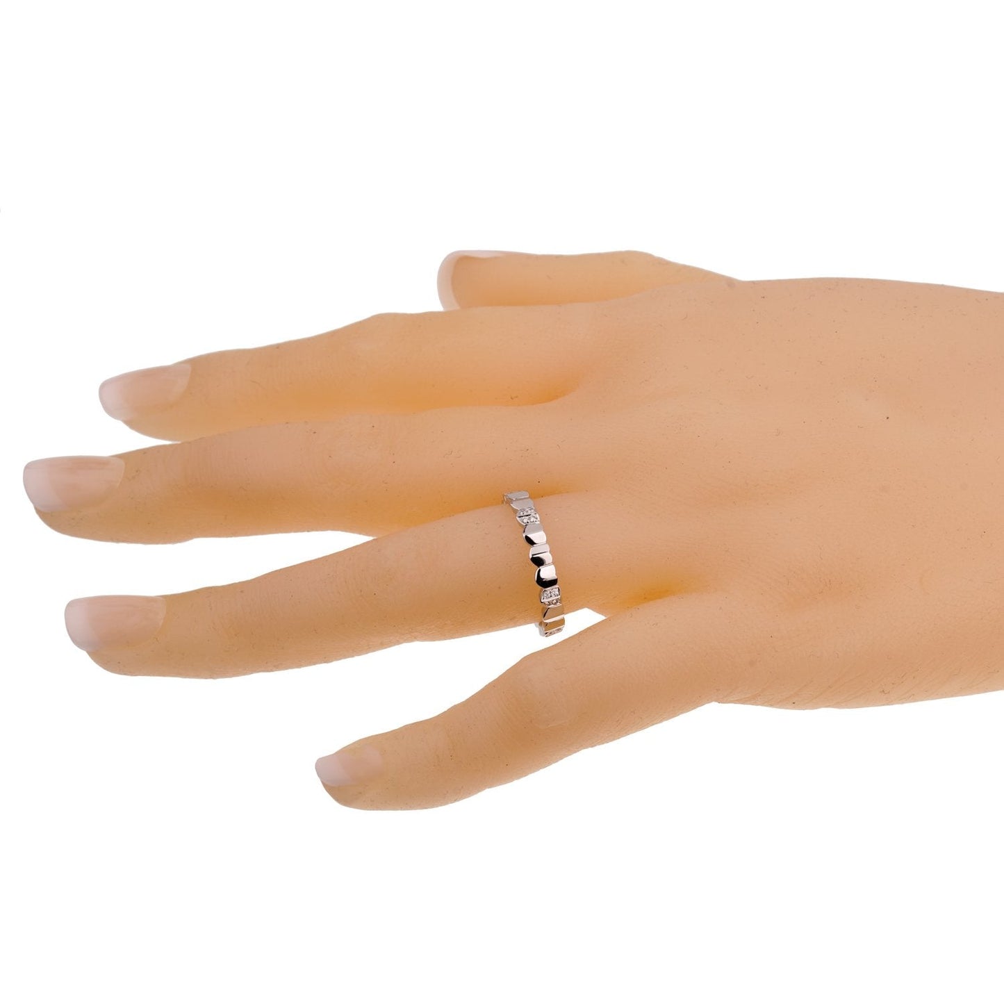 Frthted of Paris Arc Diamond 18k White Gold Band Ring Sz 6 1/4