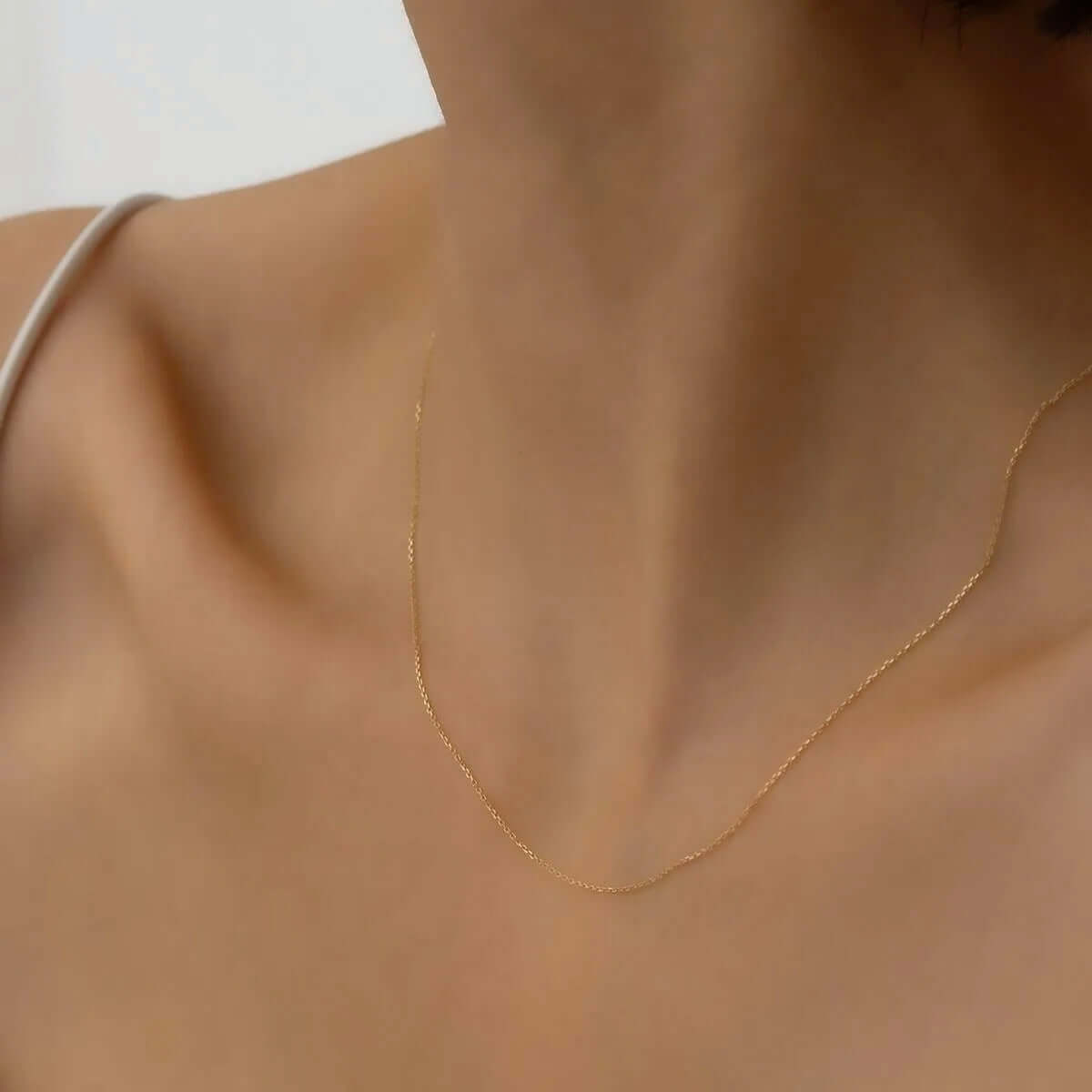 Invisible Necklace 14k Gold Thin Chain Delicate Jewelry