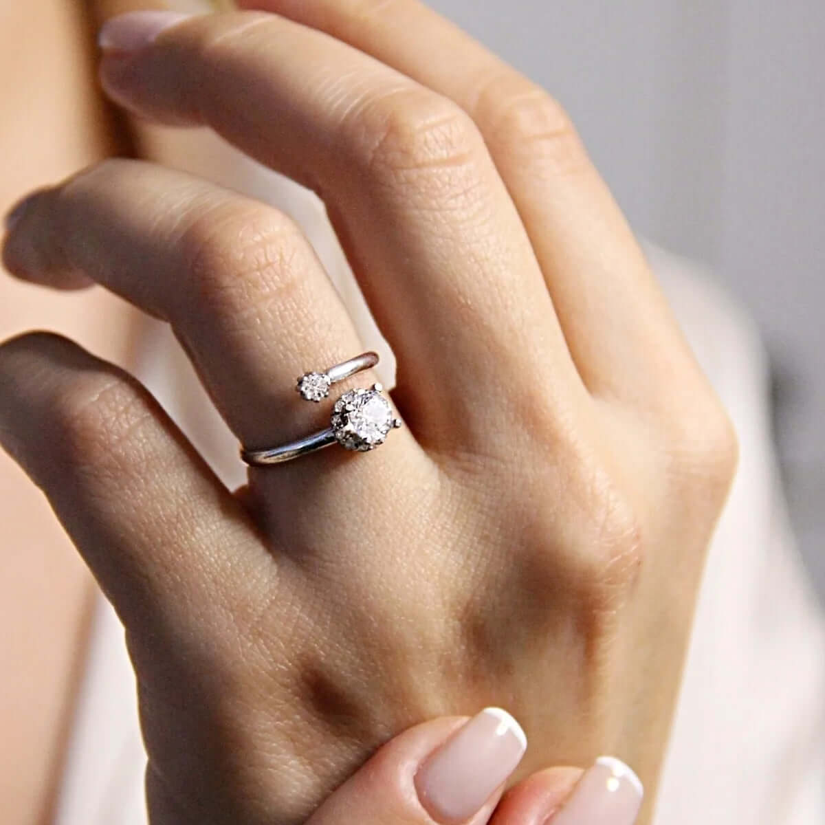 Gold-Plated Sterling Silver Open Ring with Cubic Zirconia