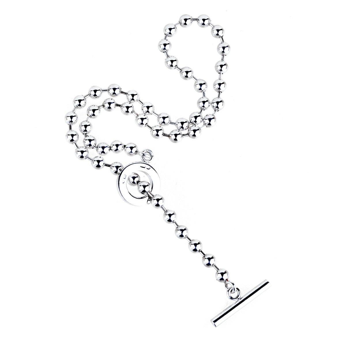 Guthtcci Beaded Toggle Choker Silver Necklace